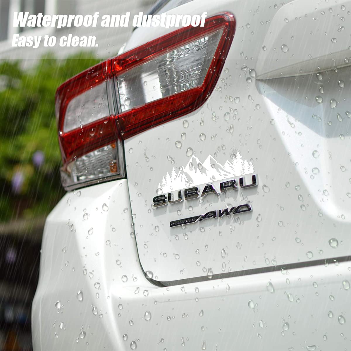 7 Inch Snow Mountain Tree Stickers For Car, Mountains Graphic Logo Decals, Premium Badge Decals For Car Trunk Tailgate Emblem, W