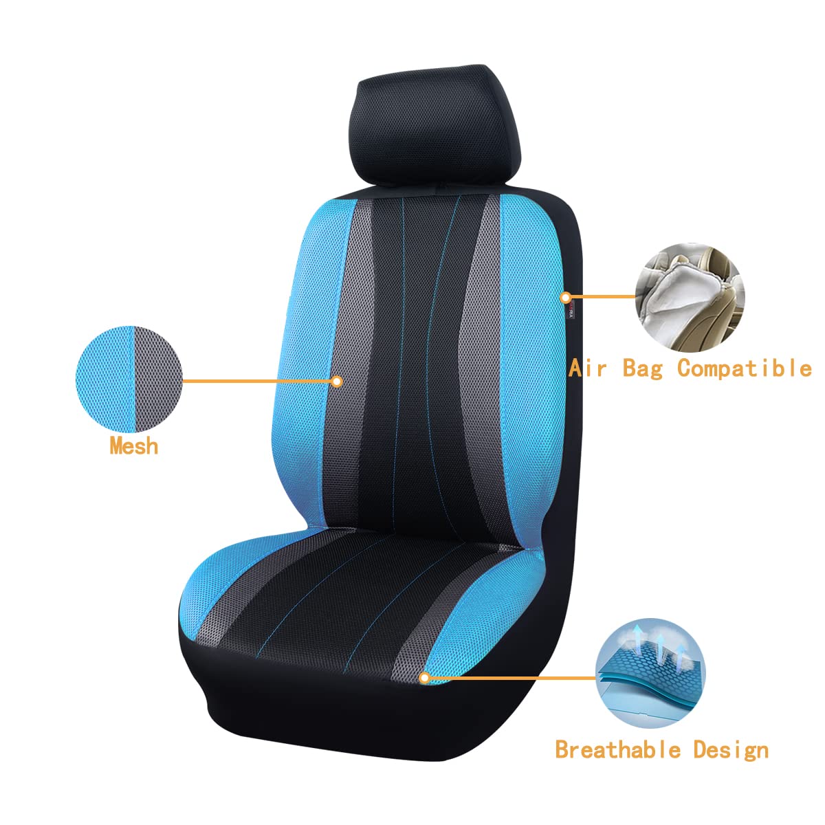 Flying Banner car seat Covers Full Set All Air Mesh Breathable Man Lady Airbag Compatible Rear Bench Split 40/60 50/50 60/40 Tru