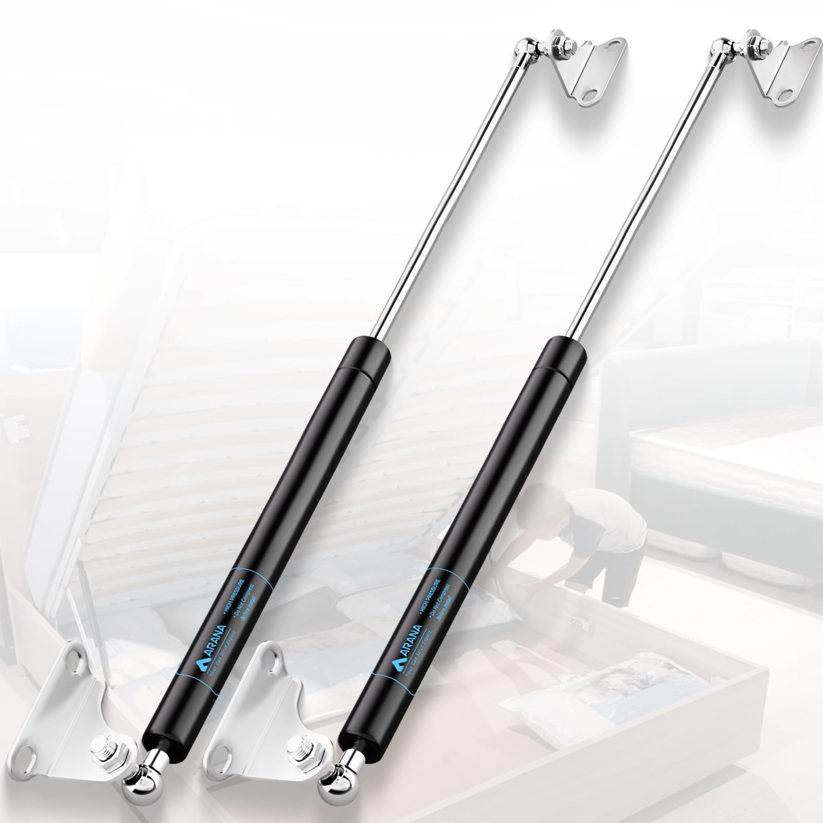 Arana Gas Struts 28 Inch 200Lb Shock Springs Props, 28'' Hydraulic Lift Support With Mounting Brackets For Heavy Duty Lid Rv Bed