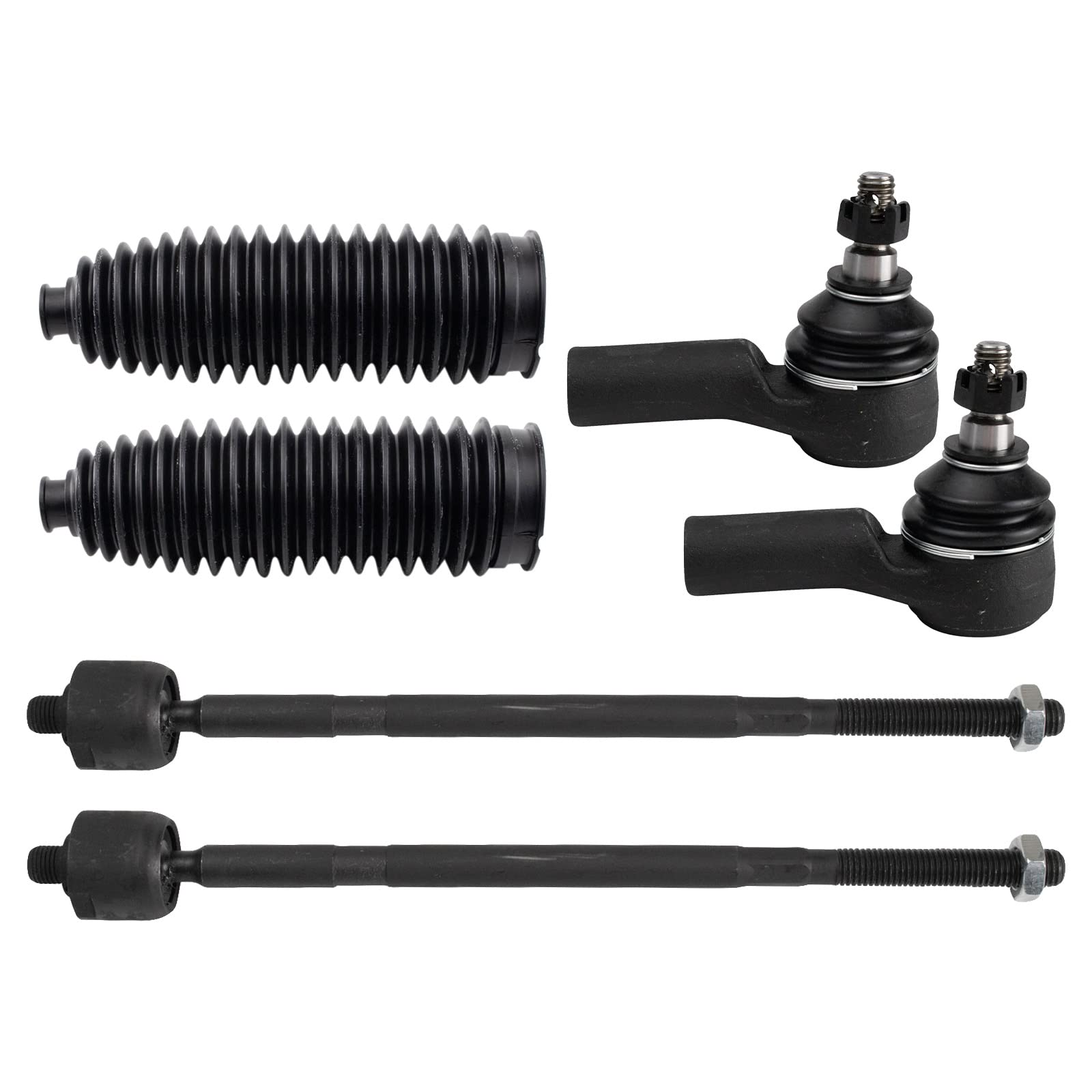 Trq Front Steering Kit Steering Rack & Pinion Bellow Tie Rod Compatible With 2010-2013 Ford Transit Connect