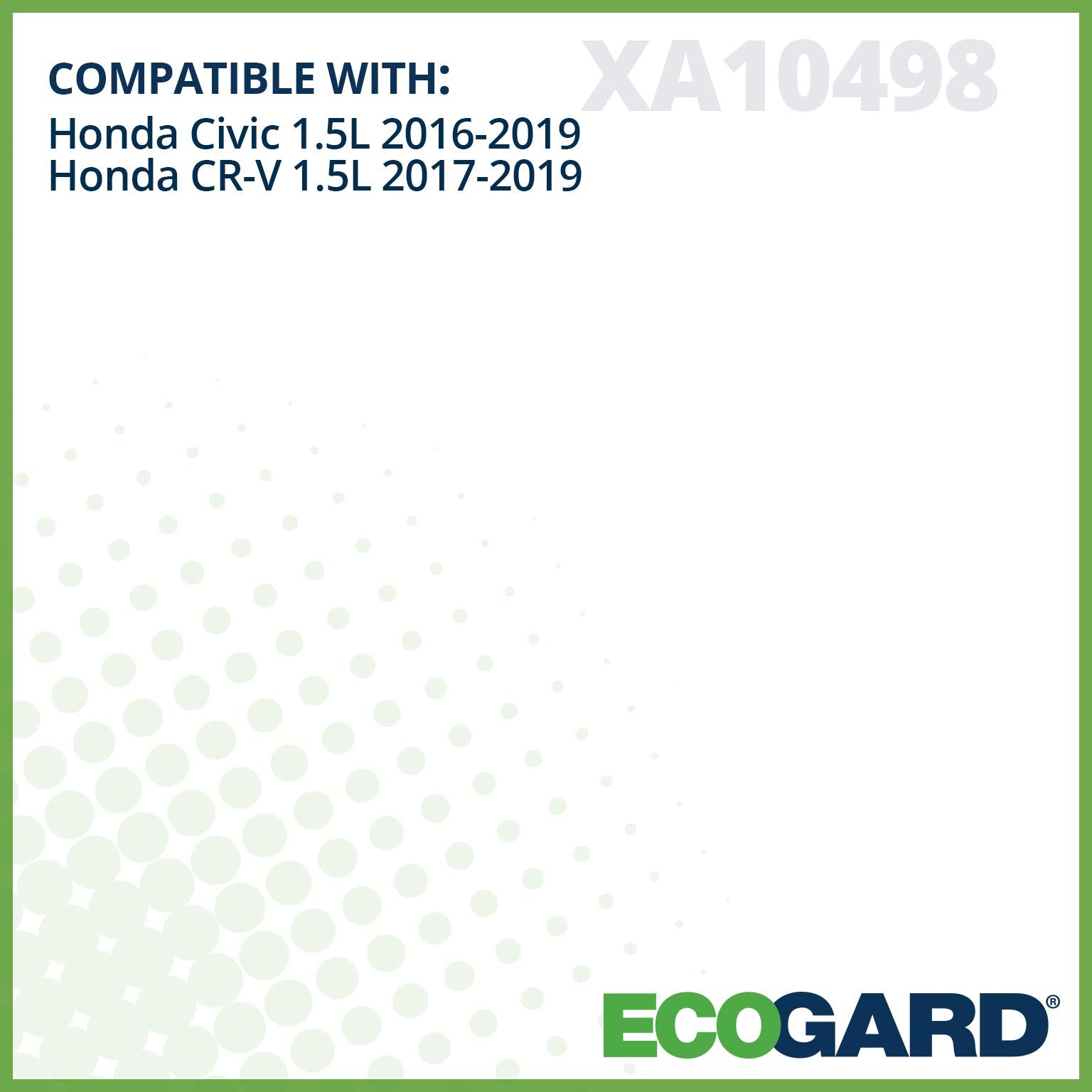 Ecogard Xa10498 Premium Engine Air Filter Fits Honda Cr-V 1.5L 2017-2021, Civic 1.5L 2016-2021