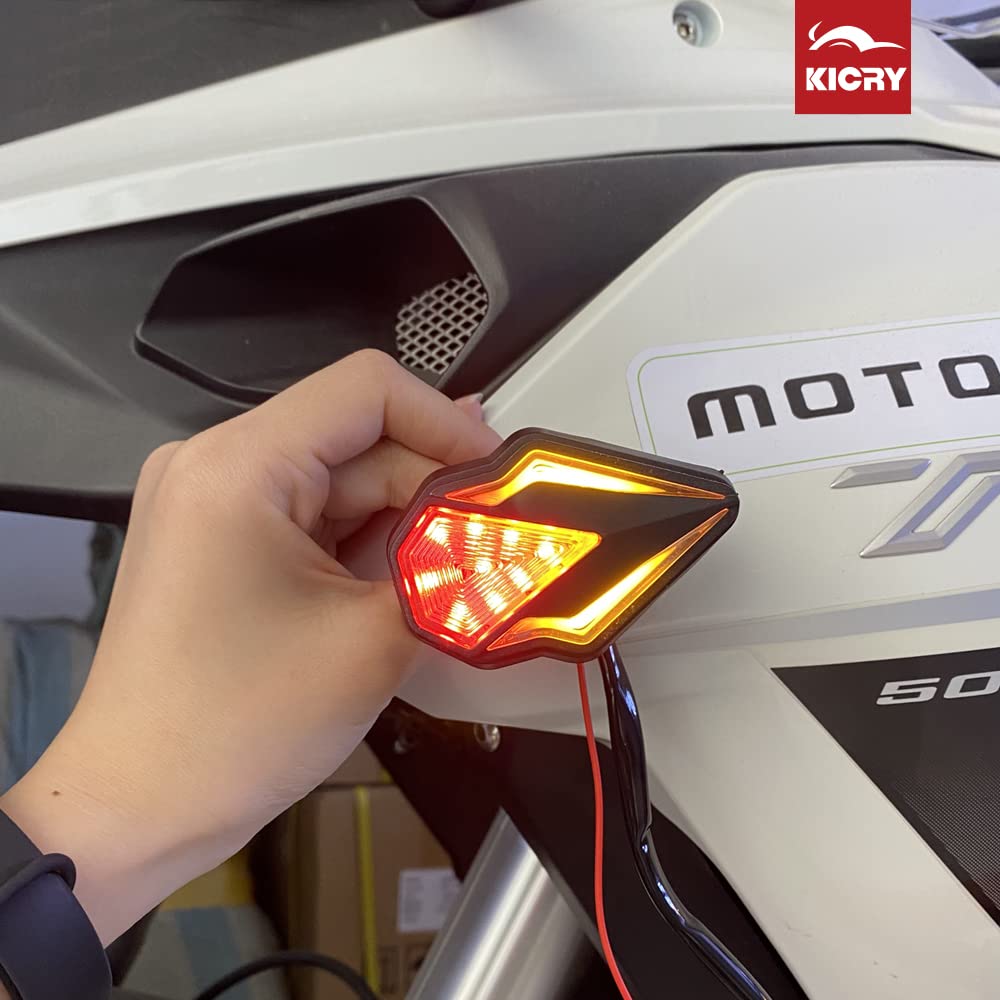 Flush Mount Turn Signals Motorcycle Led Sequential Blinkers 3 Wire Front Indicators Compatible With Yamaha Yzf R1 R3 R6 R6S Fj 09 Fz Mt 07 09 Honda Kawasaki Suzuki Bmw(Red&Amber)