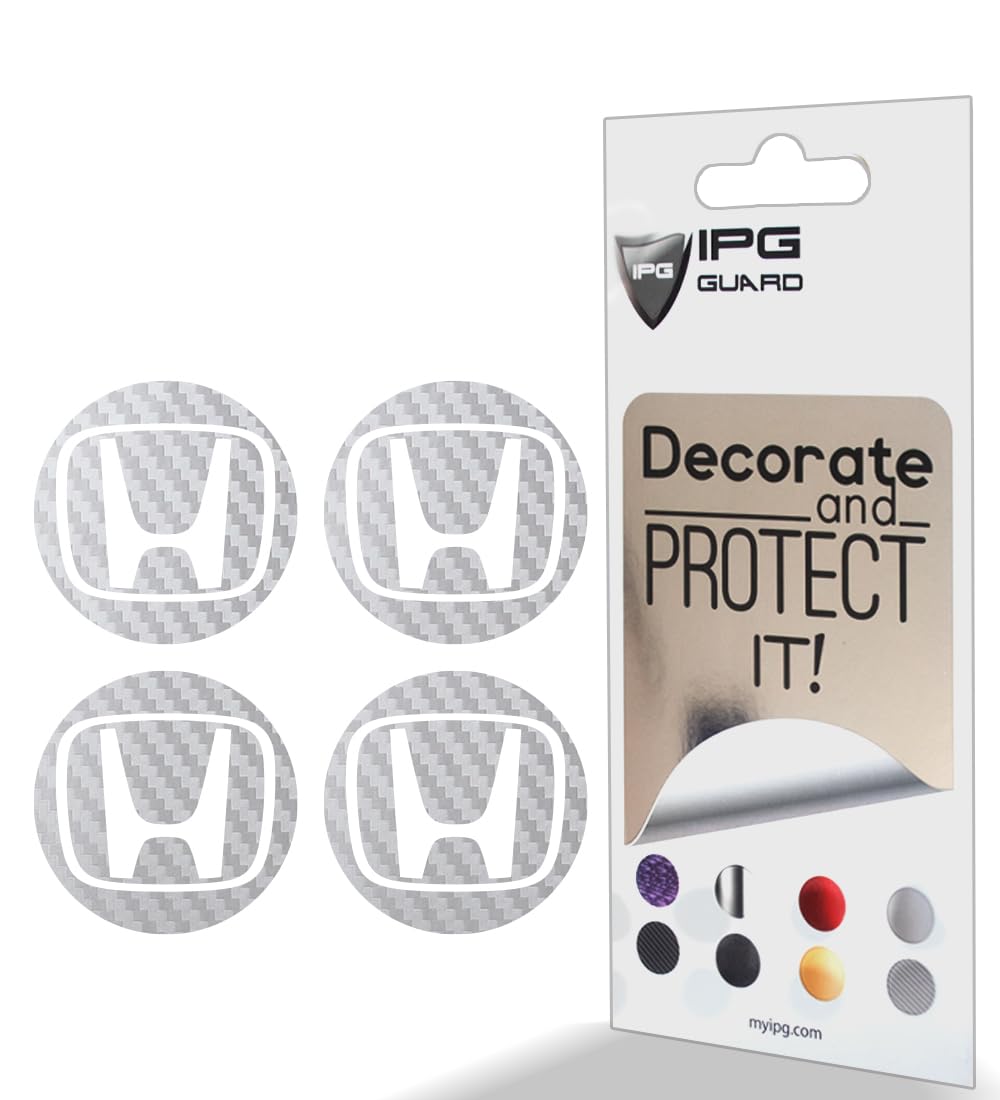 IPG Decals Made for Civic Accord CRV VTEC Si Logo Cap Inner or Outer Stckers Dcals (Center Cap:2.25) (4 Units) (Silver Carbon