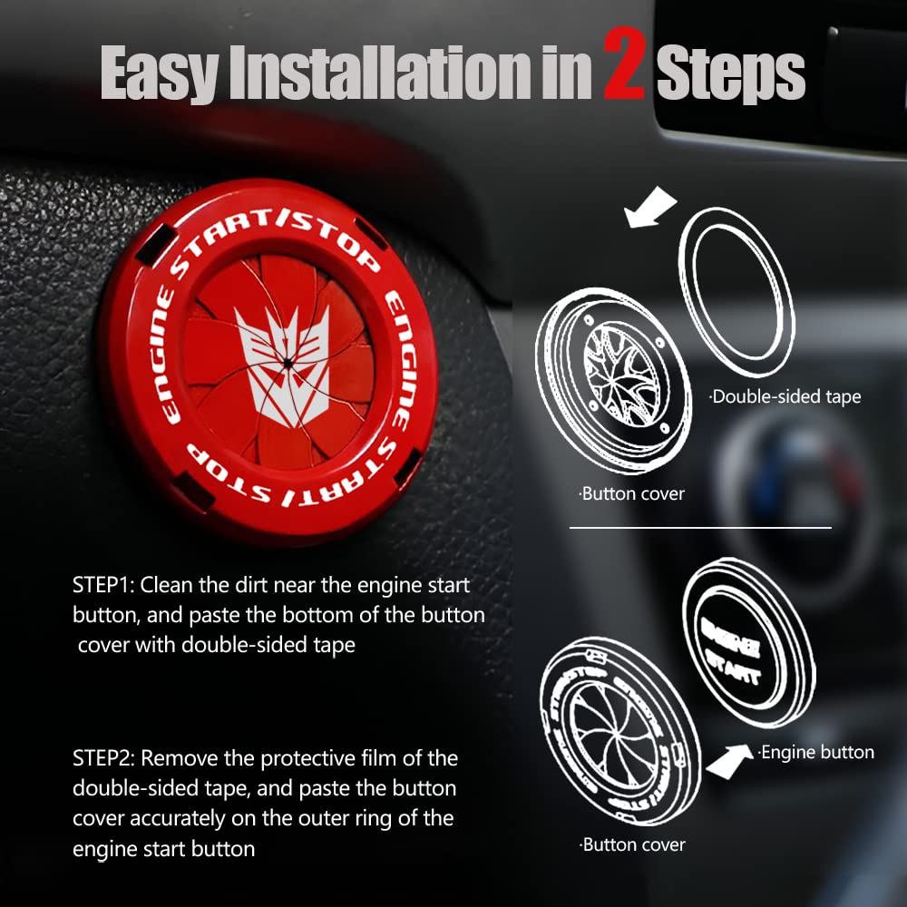 Tybasthe Rotary Push Start Button Cover, Transformers Car Accessories Engine Start Stop Button Cover, Decepticon Car Stickers In