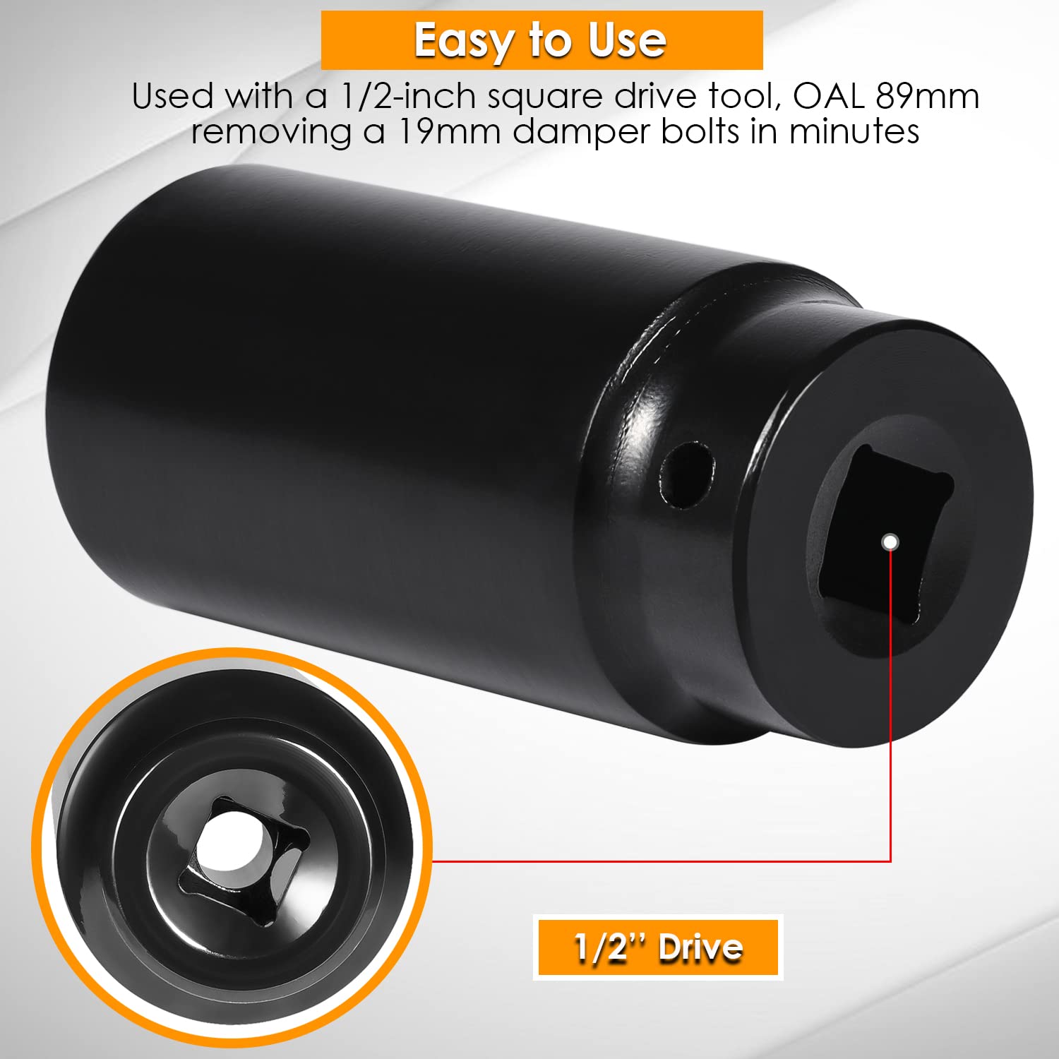 Yoursme 19mm Harmonic Balancer Socket Tool - Alloy Steel Crank Bolt Socket for Honda Engines
