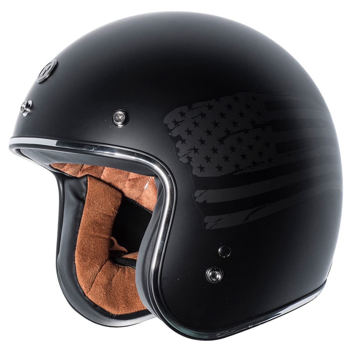 Torc T50 Route 66 3/4 Helmet With 'Black Flag' Graphic (Flat Black, Medium)