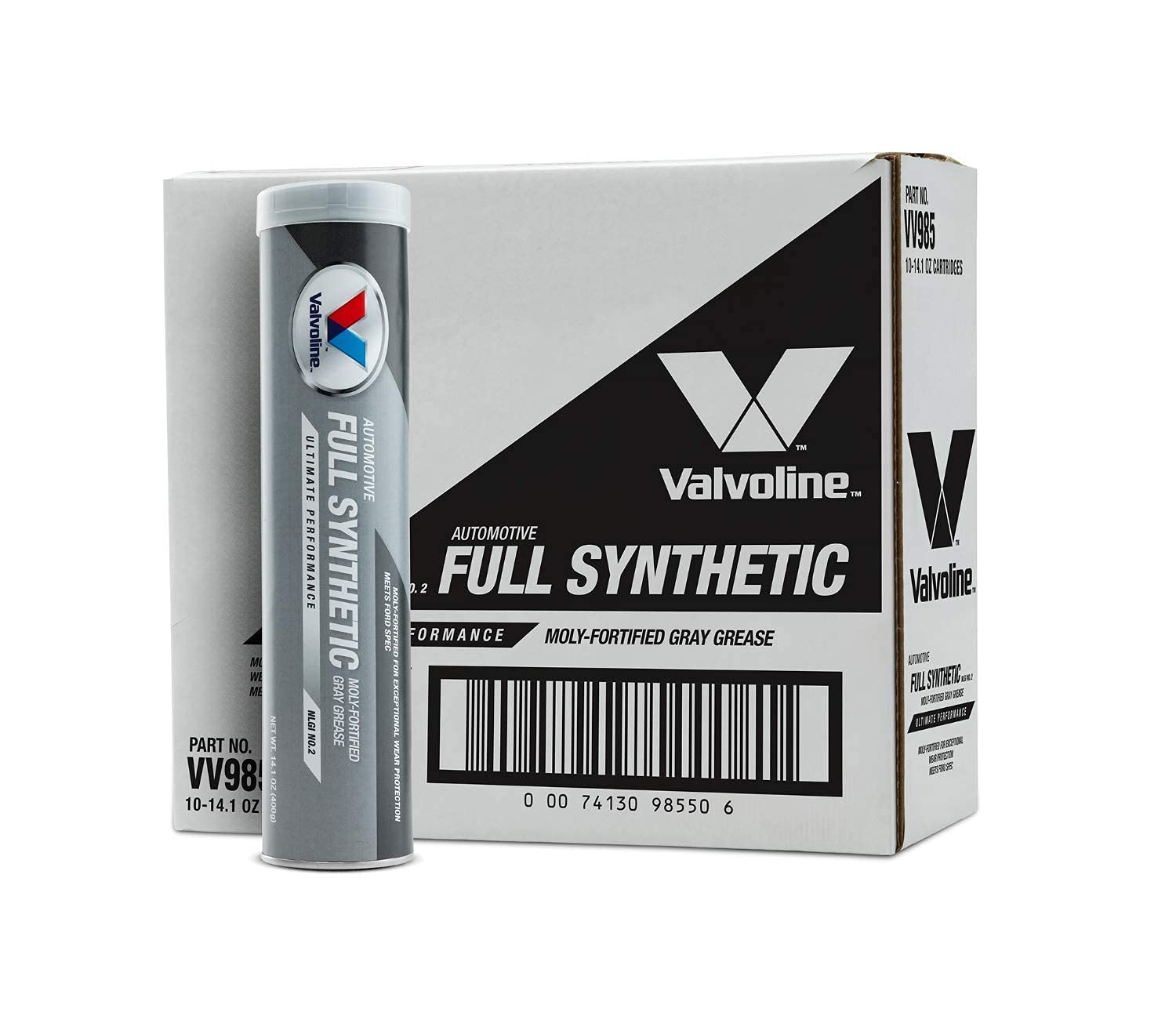 Valvoline Moly-Fortified Gray Full Synthetic Grease 14.1 Oz Cartridge, Case Of 10