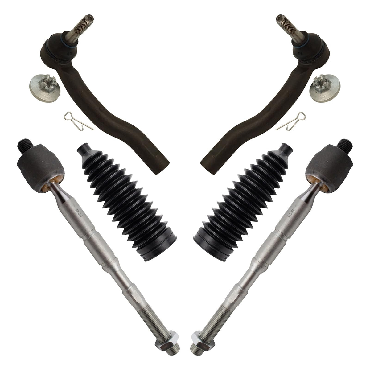 Trq Front Steering Kit Steering Rack & Pinion Bellow Tie Rod Compatible With 2011-2017 Lexus Ct200H 2010-2011 Toyota Prius