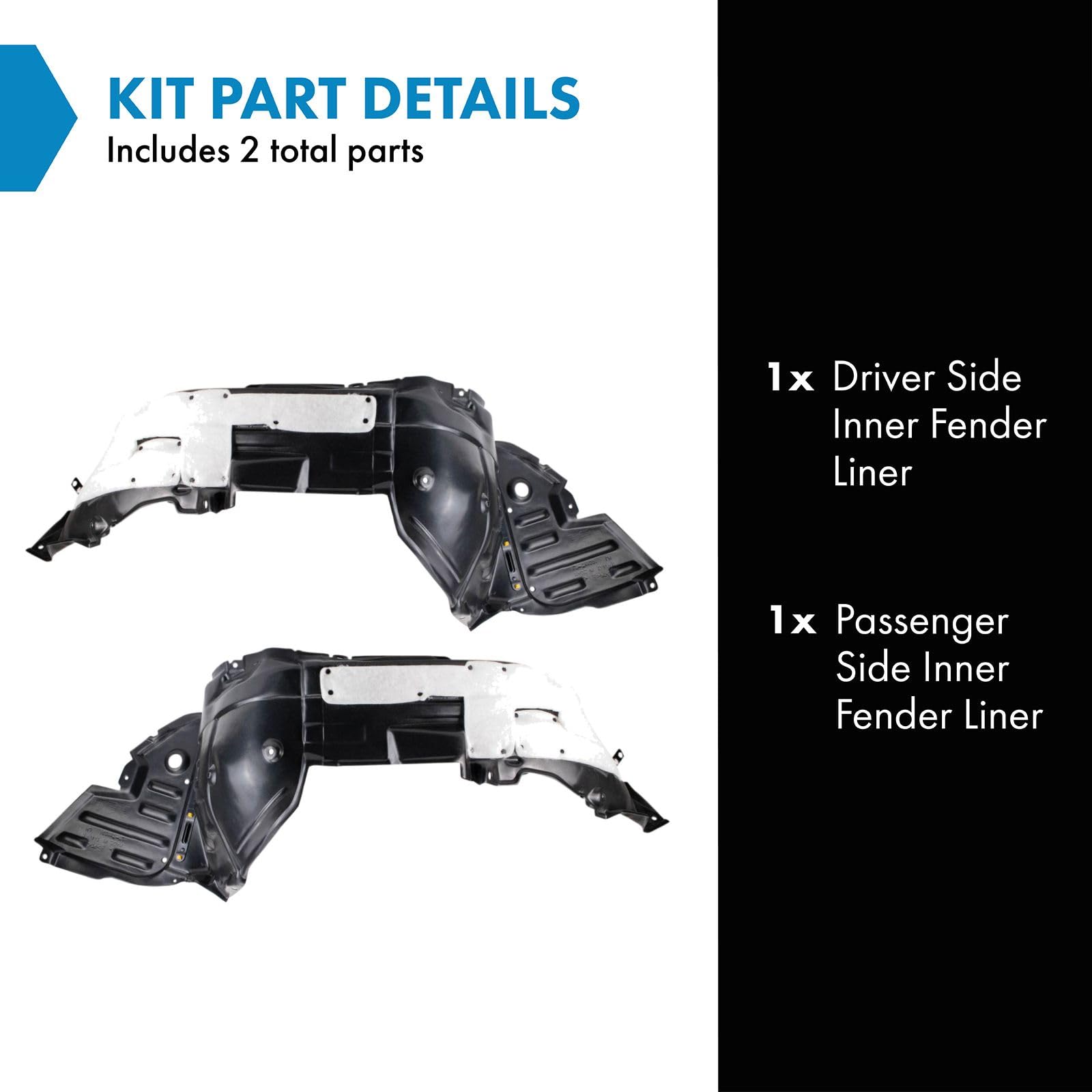 Trq Inner Fender Liner Set Compatible With 2016 Lexus Gs350 Gs450H Lx1248146 Lx1249122