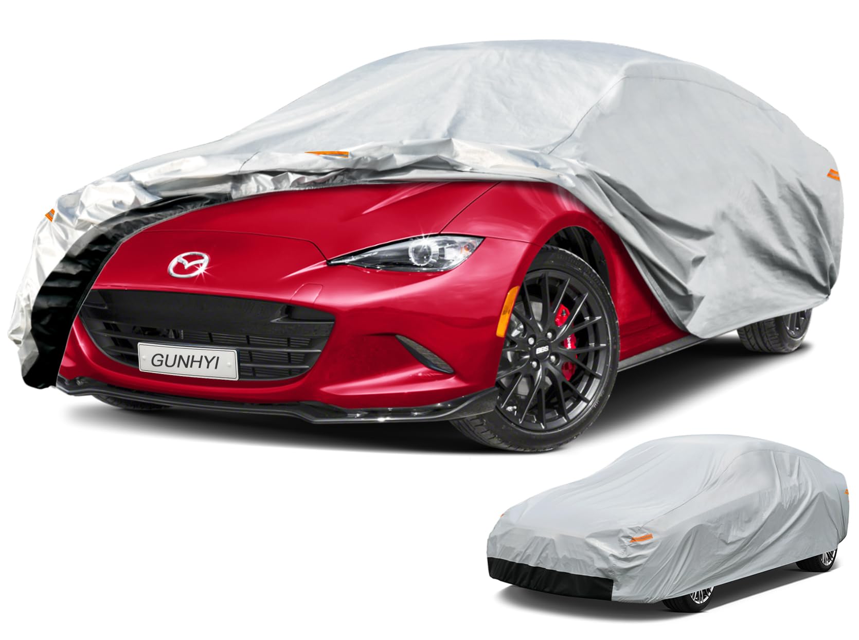 Gunhyi 6 Layers Small Car Cover For Coupe Sports Waterproof All Weather, Heavy Duty Full Exterior Cover Suitable For Mazda Miata