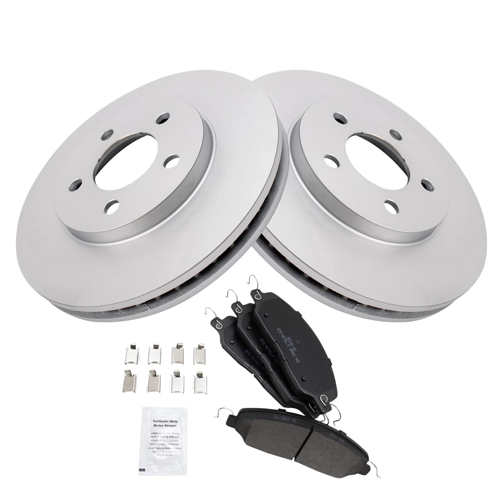 Trq Front Brake Pad & Rotor Kit Brake Pads Brake Rotor Semi-Metallic Premium G-Coated Compatible With 2005-2010 Ford Mustang