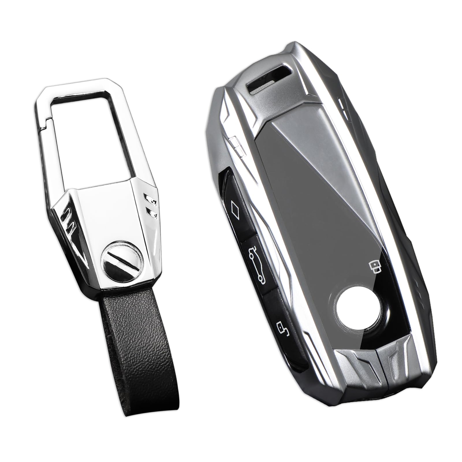 Ocezbiis For Bmw Key Fob Cover,Keychain,Zinc Alloy Protection Car Key Shell Case Compatible With 7 Series 2023 2024 I7 Ix X1 X5