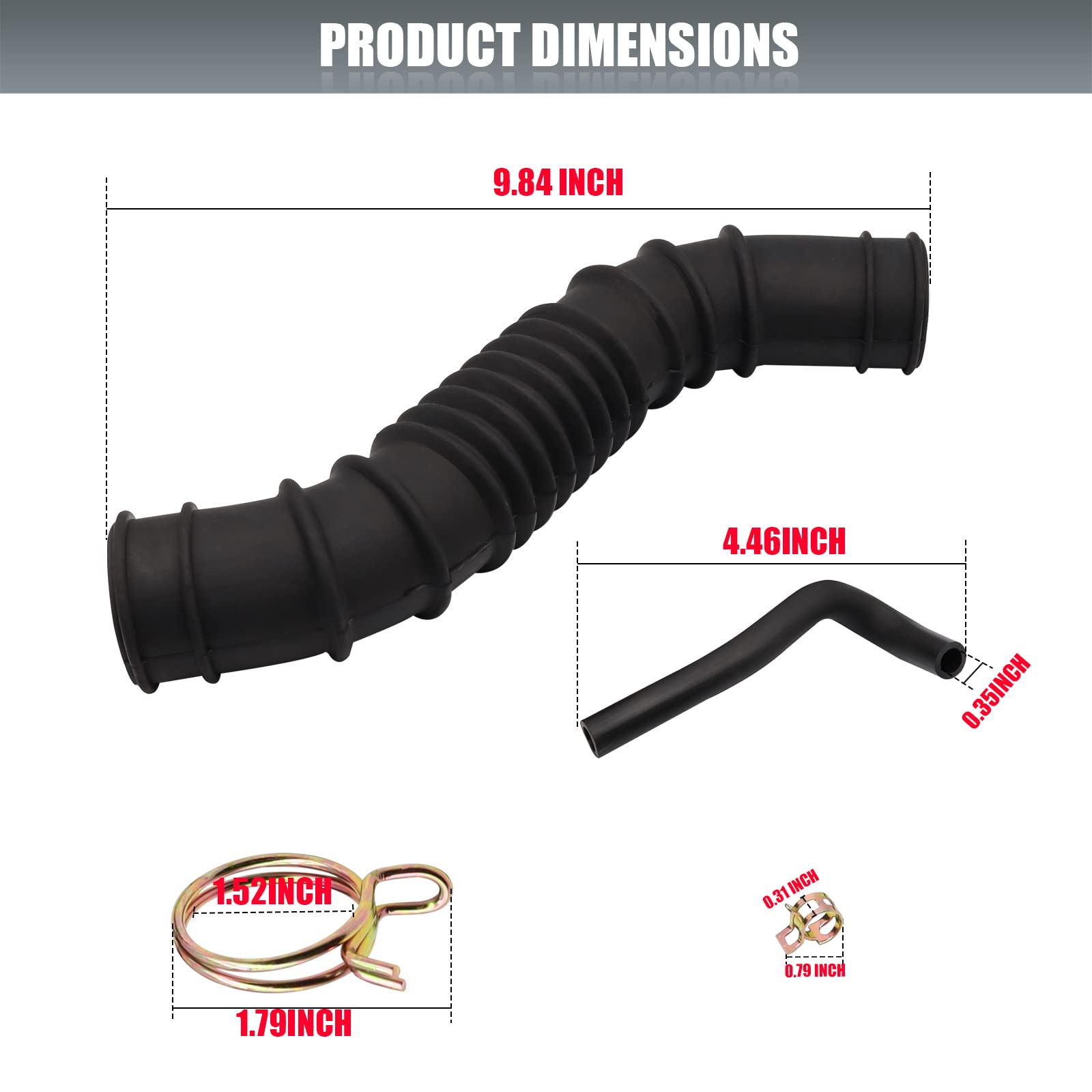 Cartclan Club Car Ds Gas Air Intake Hose And Crankcase Vent Tube Repair Sets With Clamp Fits 1998-Up Years, Oem#101837101 101971