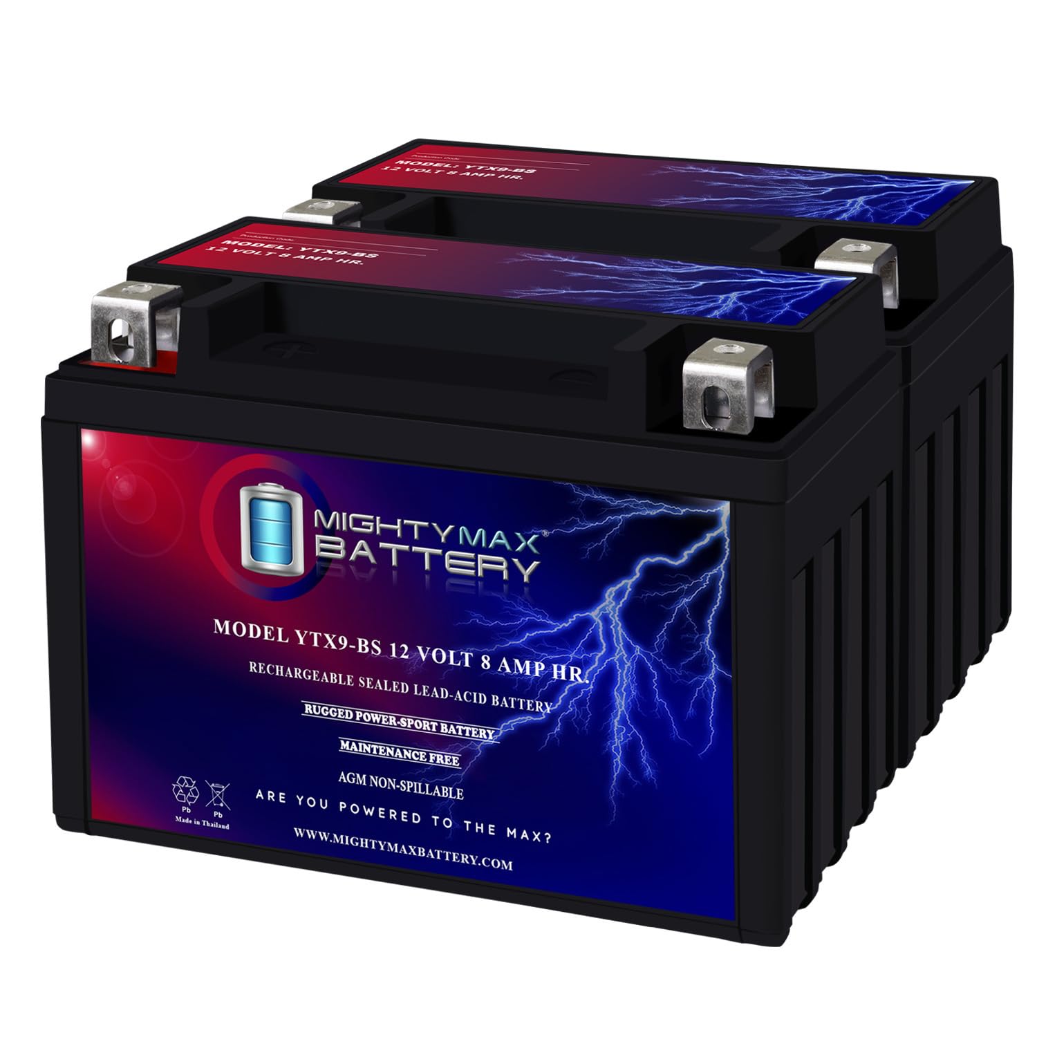 Mighty Max Battery Ytx9-Bs Battery For Honda Trx300Ex Trx400Ex 300Ex Cbr900R Rr - 2 Pack