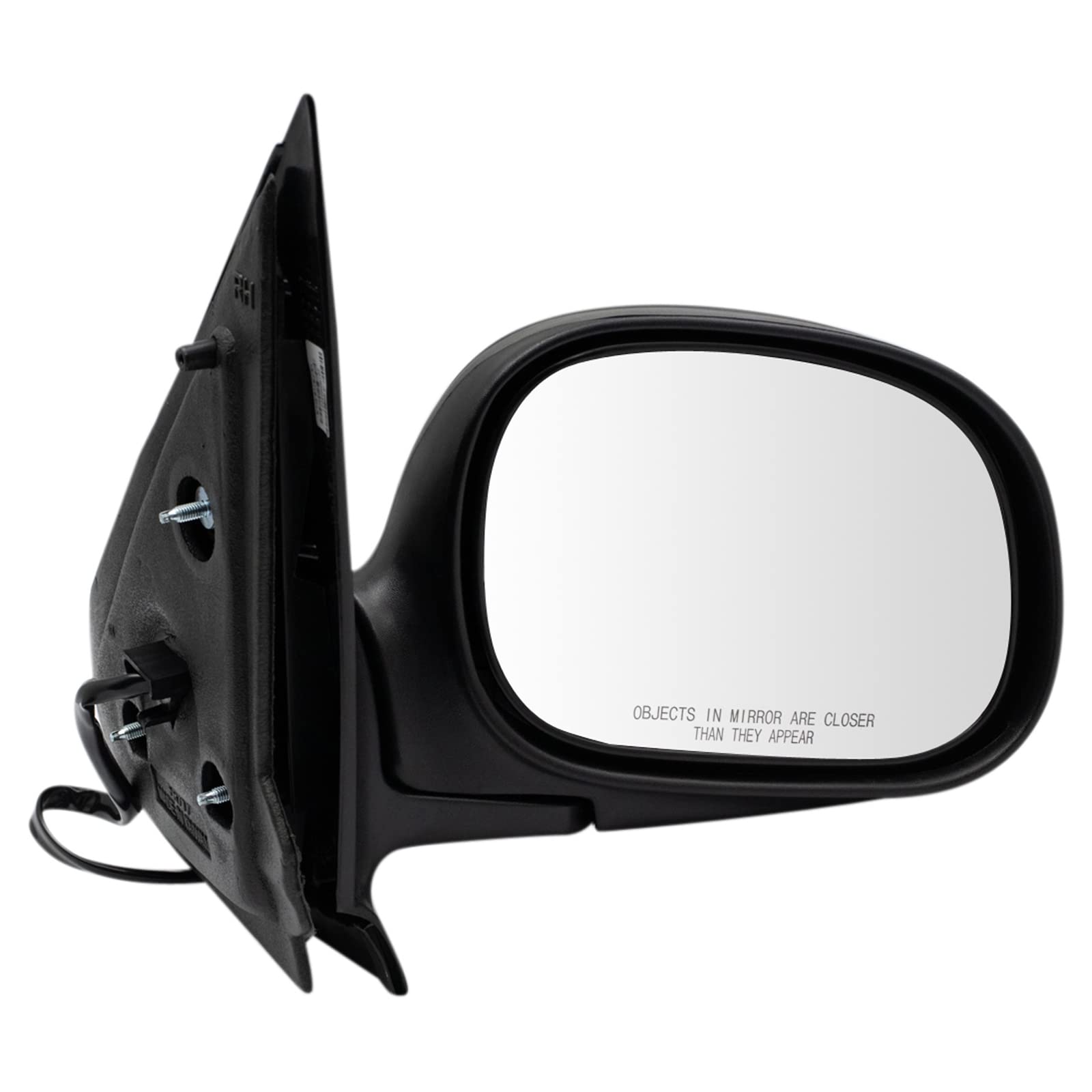 Trq Right Mirror With Heat With Smooth Black Cover Passenger Side Compatible With 1997-2002 Ford Expedition Fo1321201
