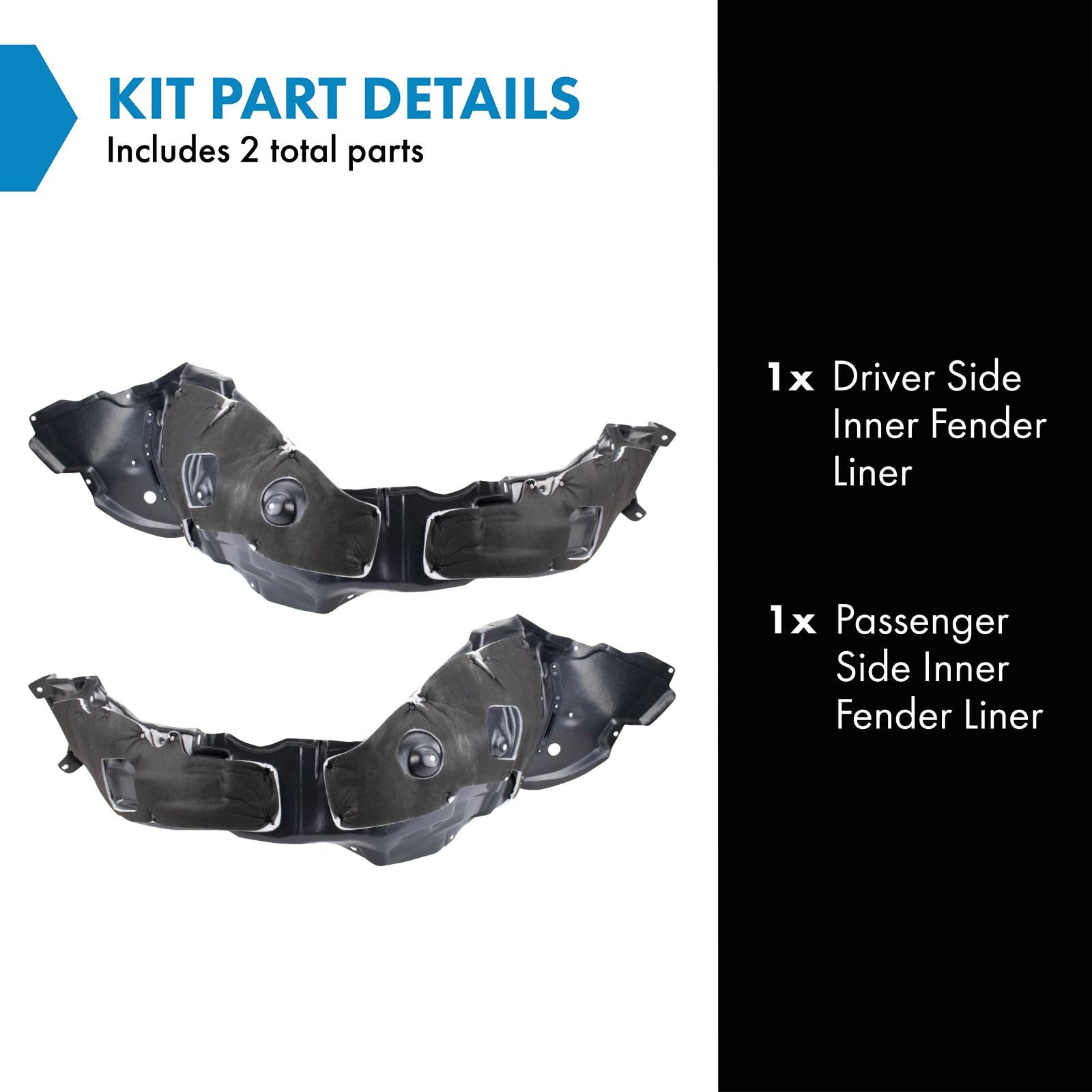 Trq Inner Fender Liner Set Compatible With 2009-2010 Lexus Is250 Lx1248115 Lx1249118