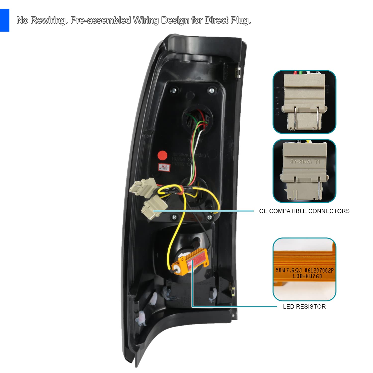 Spec-D Tuning Smoke Lens LED Tail Lights Compatible with 1999-2002 Chevy Silverado 1500/1500HD/2500/2500HD/3500 Sierra Models Left + Right Pair Assembly