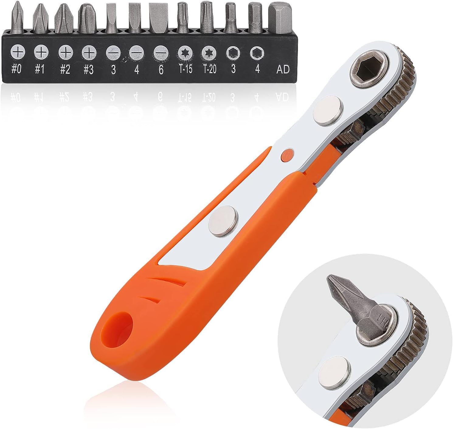 Kbzone Mini Ratchet Torx Wrench 12Pieces & Bit Set,Screwdriver Bits With Magnetic 110 Mm 1/4 Inch4Drive High Torque Offset Rev