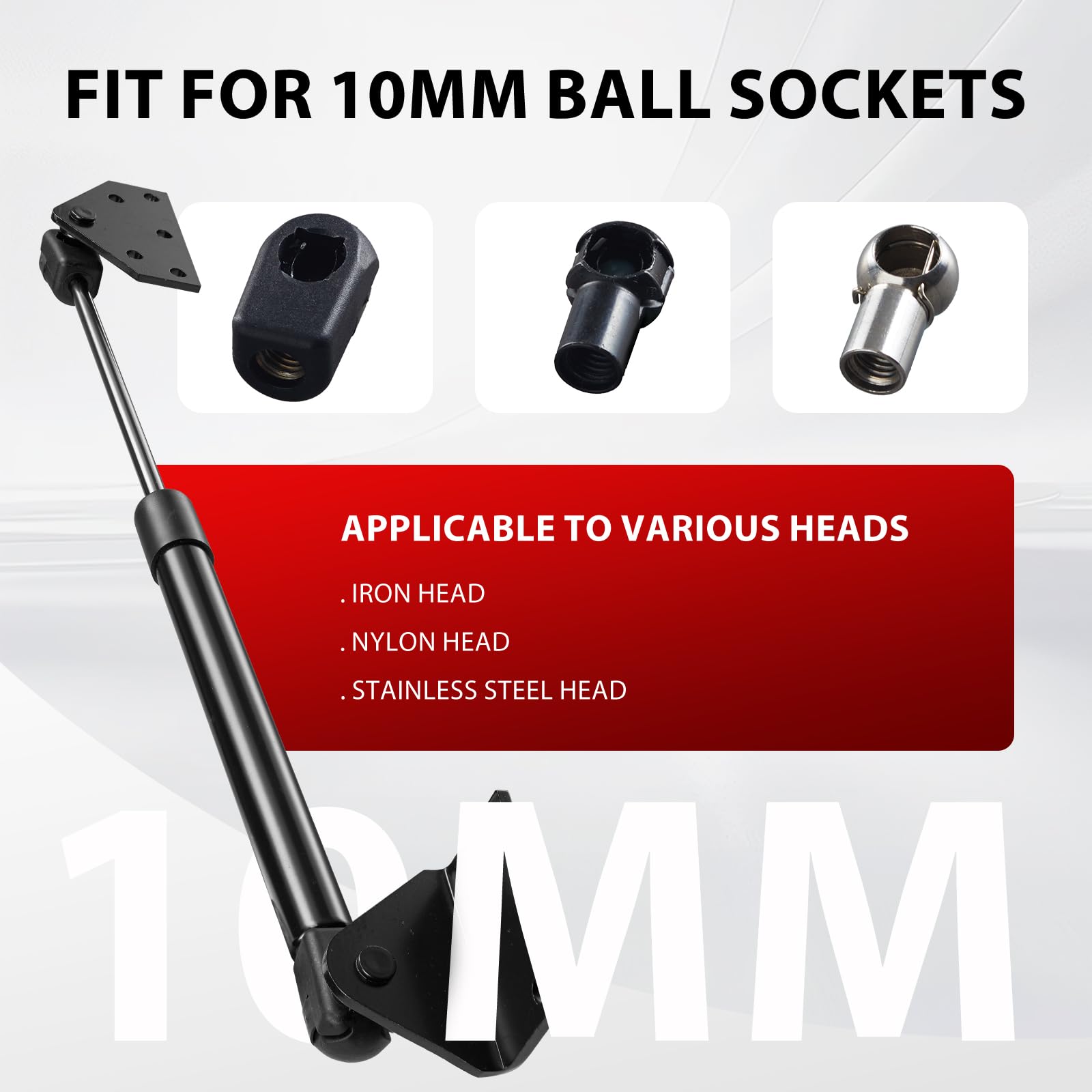 Vepagoo 10Mm Ball Stud Mounting Brackets Widen, Gas Shock Spring Strut Prop Lift Support With 2 Angled L-Type Mounts And 2 Flat-