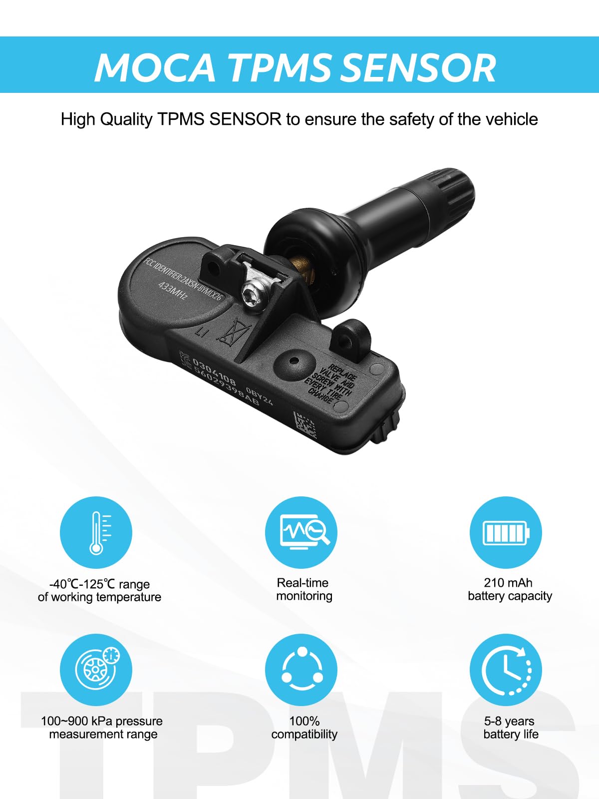 TAUTOY TPMS Sensor,433Mhz Tire Pressure Monitoring Sensor Fit for Chrysler Jeep Dodge Ram Replace# 56029398AB (4-Pack)