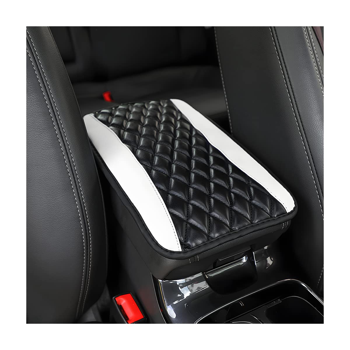 Car Center Console Cushion Pad, Universal Leather Waterproof Armrest Seat Box Cover Protector,Comfortable Car Decor Accessories Fit For Most Cars, Vehicles, Suvs (White)