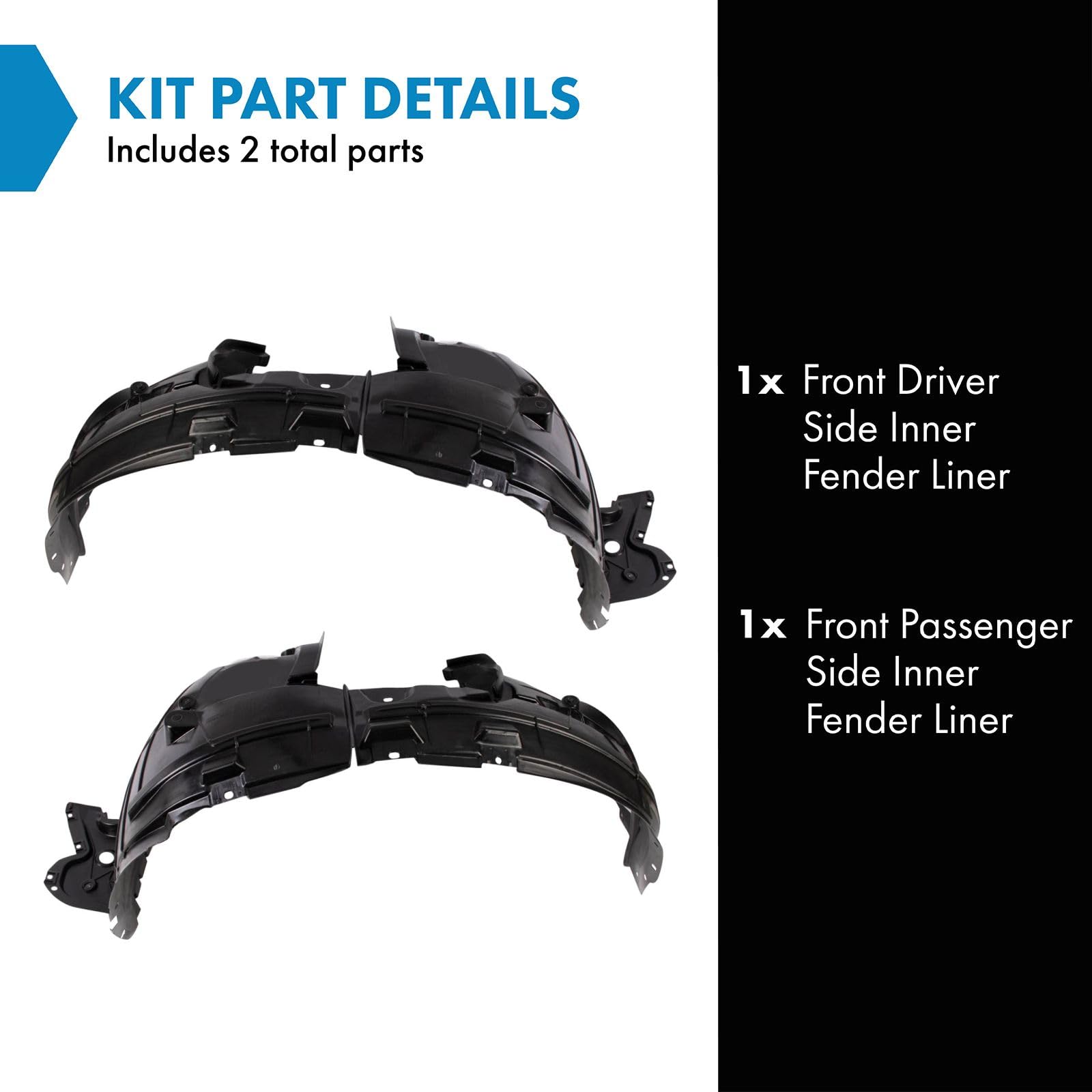 Trq Front Inner Fender Liner Set Compatible With 2017-2018 Nissan Rogue Ni1248158 Ni1249135