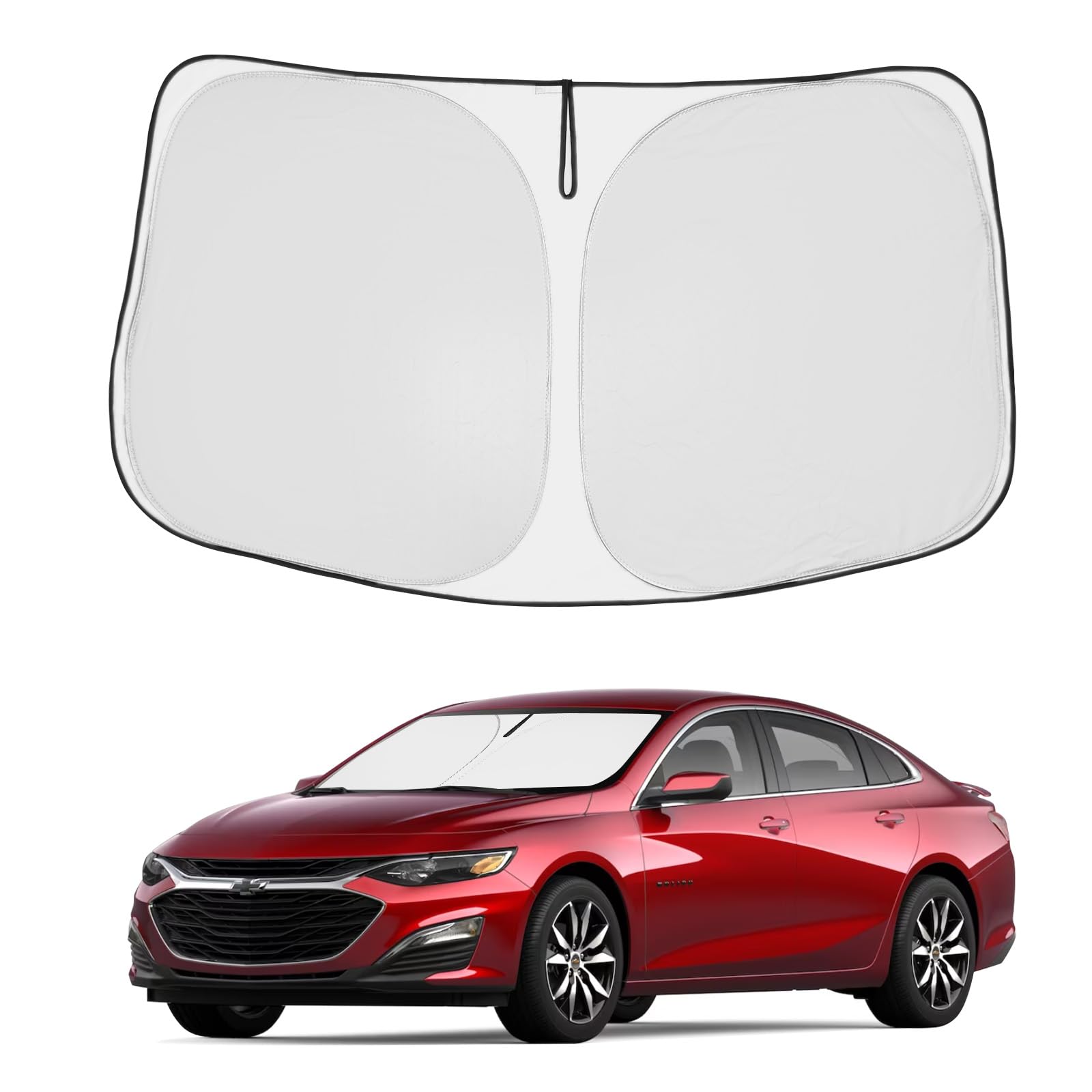 Proadsy 2025 Upgrade Windshield Sun Shade Custom Fit Chevrolet Malibu 2016-2024 2025 4-Layer Foldable Front Sunshade Protector S
