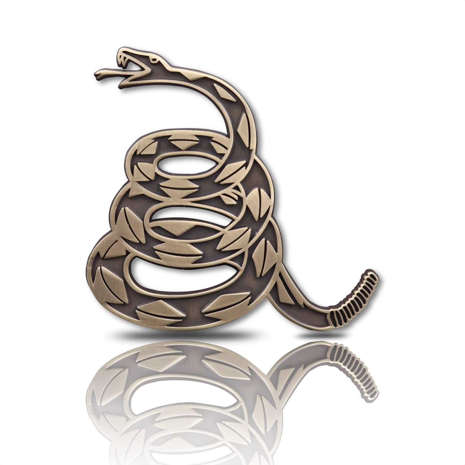 Dont Tread on Me Metal Car Sticker, Gadsden Flag Auto Emblem, 3D Snake Decal for Automotive, Truck, Motorcycle (Bronze)