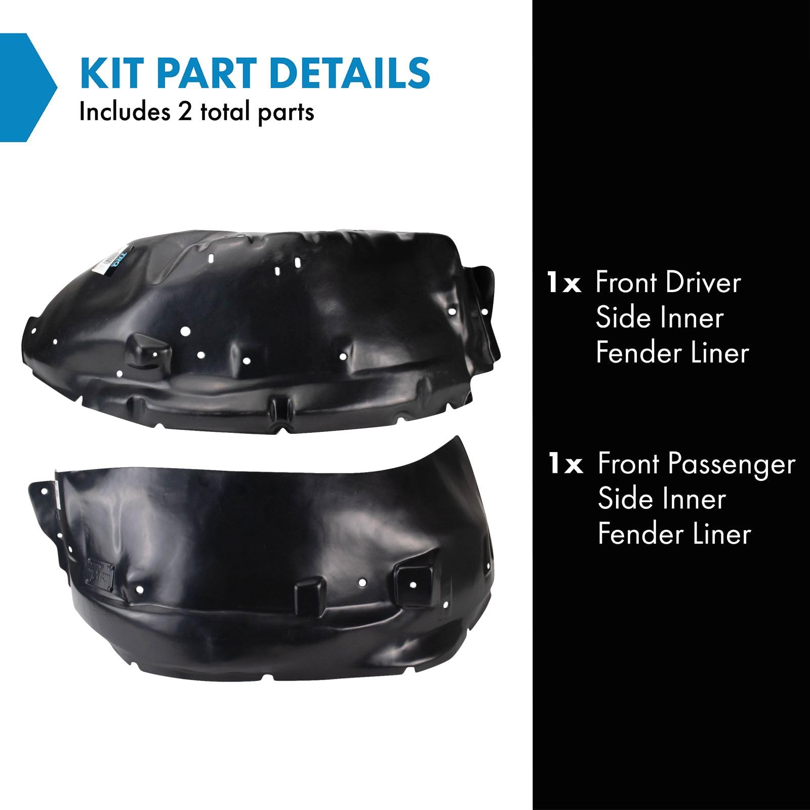 Trq Front Inner Fender Liner Set Compatible With 2007-2010 Chevrolet Colorado 2007-2012 Gmc Canyon Gm1249186 Gm1250117