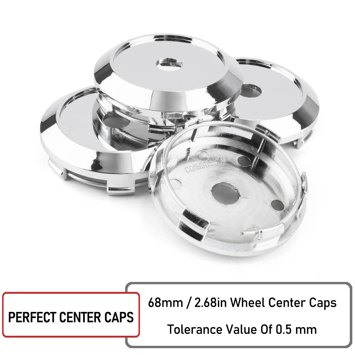 68Mm(2.68In)/64Mm(2.52In) Silver Abs Car Wheel Hub Center Caps Set Of 4 For Rpf1