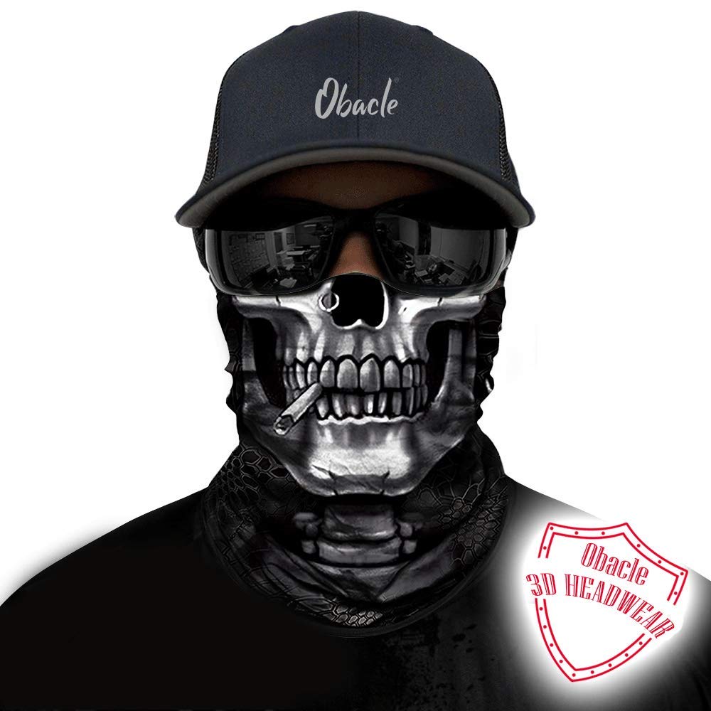 Obacle Skull Face Mask Half for Dust Wind UV Sun Protection Seamless 3D Tube Mask Bandana for Men Women Durable Thin Skeleton Ma