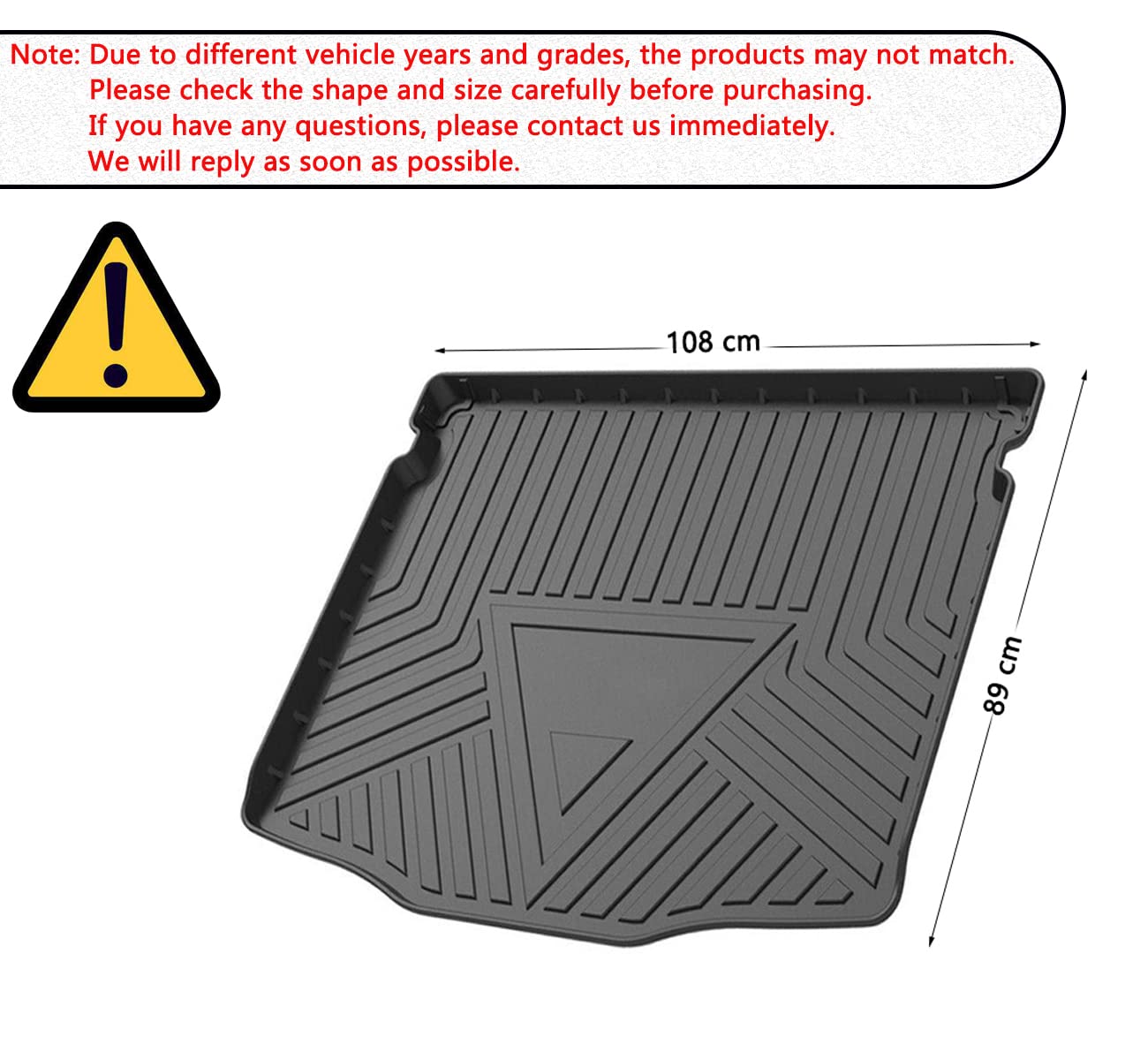 Escape Cargo Liners - All Weather Rear Trunk Tray Cargo Mats Protector Compatible With Ford Escape, 3D Tech Waterproof Durable O