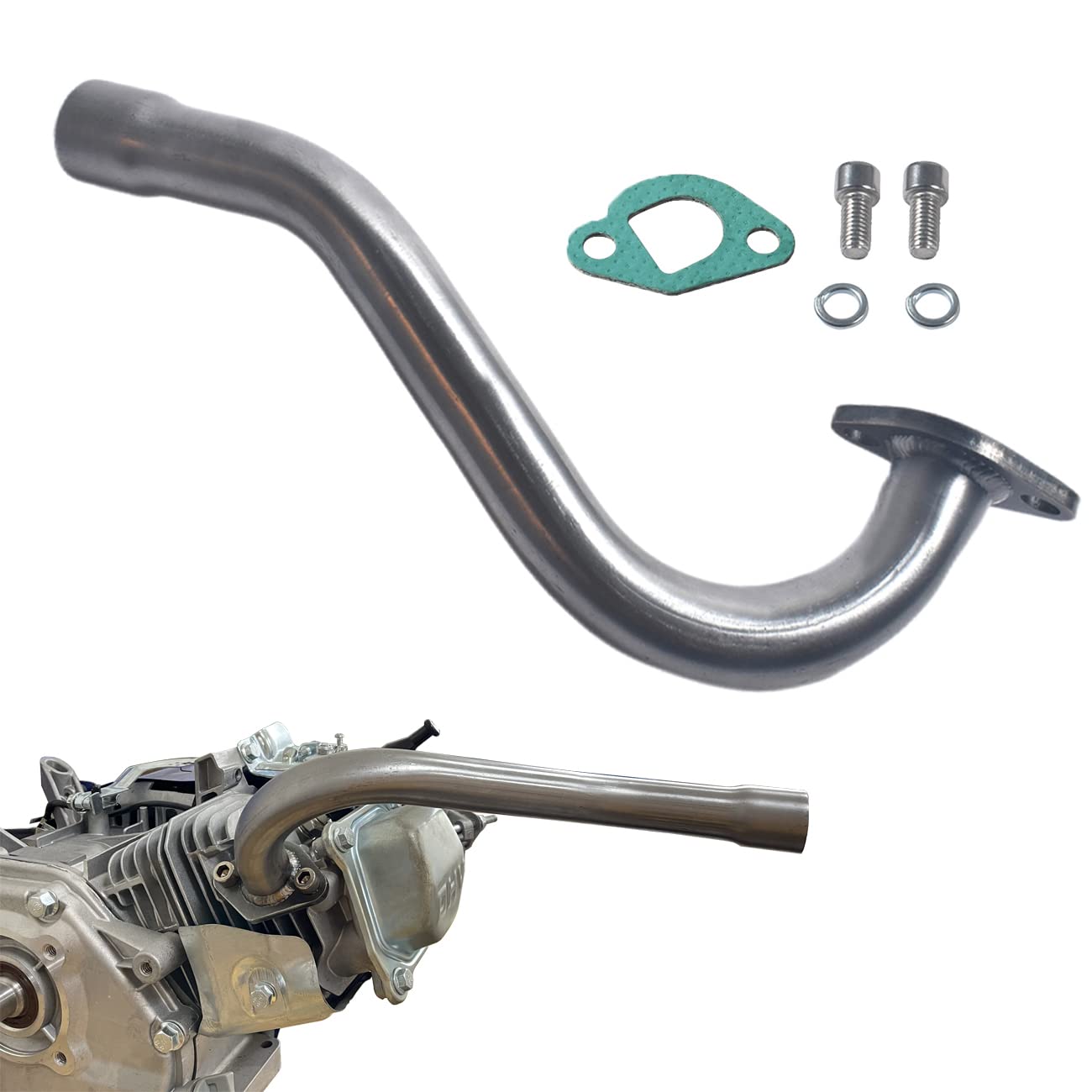 JOIQEXJ Exhaust Header Pipe for Predator 196cc 212cc GX160 GX200 Go Kart