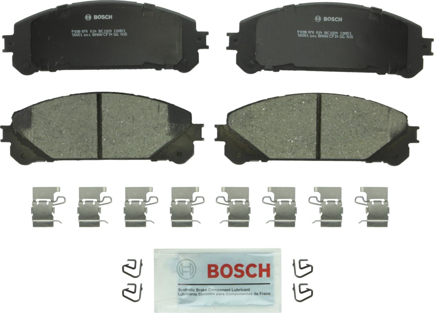 BOSCH BC1324 QuietCast Premium Ceramic Disc Brake Pad Set - Compatible With Select Lexus NX200t, NX300h, RX350, RX450h; Toyota H