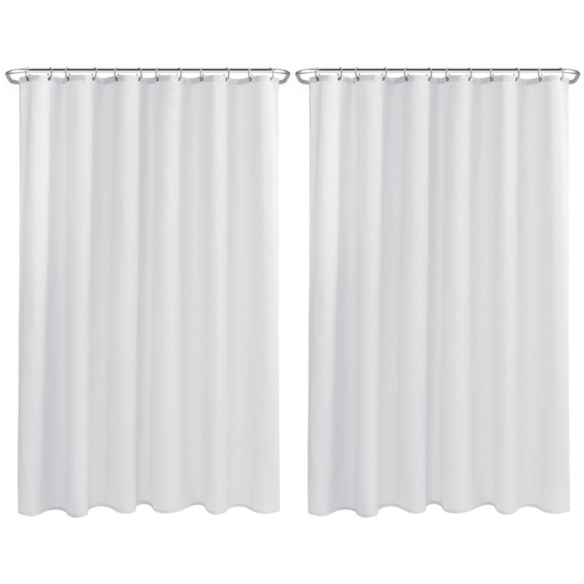 Nasitos Extra Long Fabric Shower Curtain Liners 2 Pack - W72 X H84 - Water Resistant Cloth Shower Curtains With Magnets, Soft Hotel Quality, Machine Washable (White, 4 Separate Magnets Included)