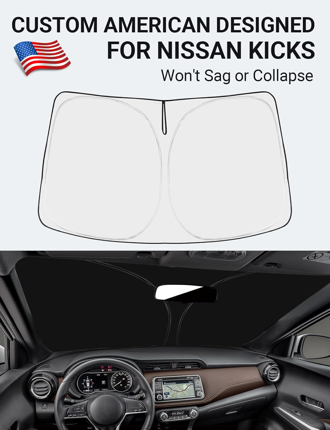 Proadsy 2024 Upgrade Front Windshield Sun Shade Foldable Sunshade Protector Custom Fit 2018 2019 2020 2021 2022 2023 2024 Nissan