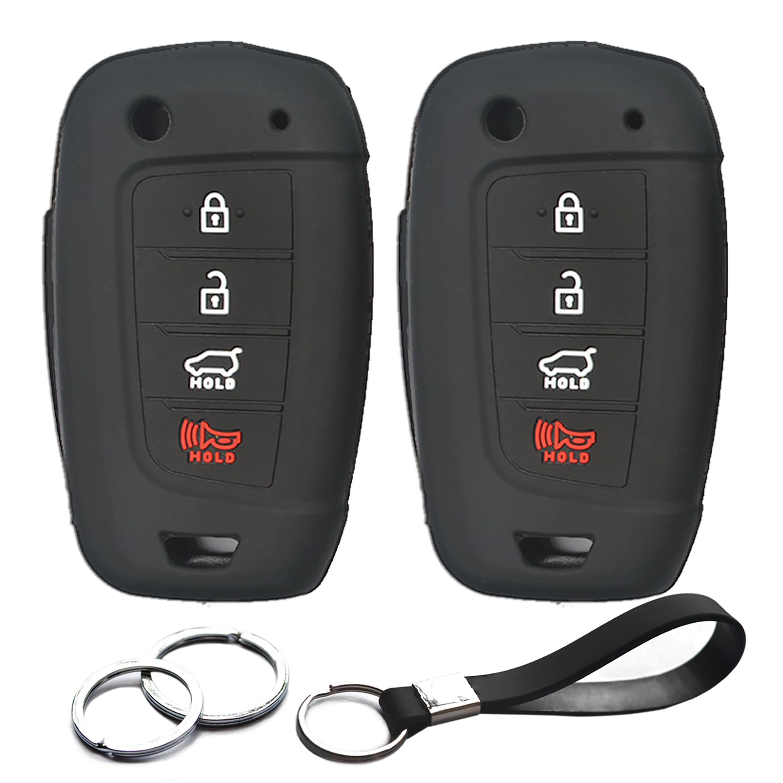 INFIPAR 2pcs Compatible with Hyundai Elantra Accent Elantra GT Kona Santa Cruz Santa Fe Sonata Tucson Veloster Key Fob Cover Cas