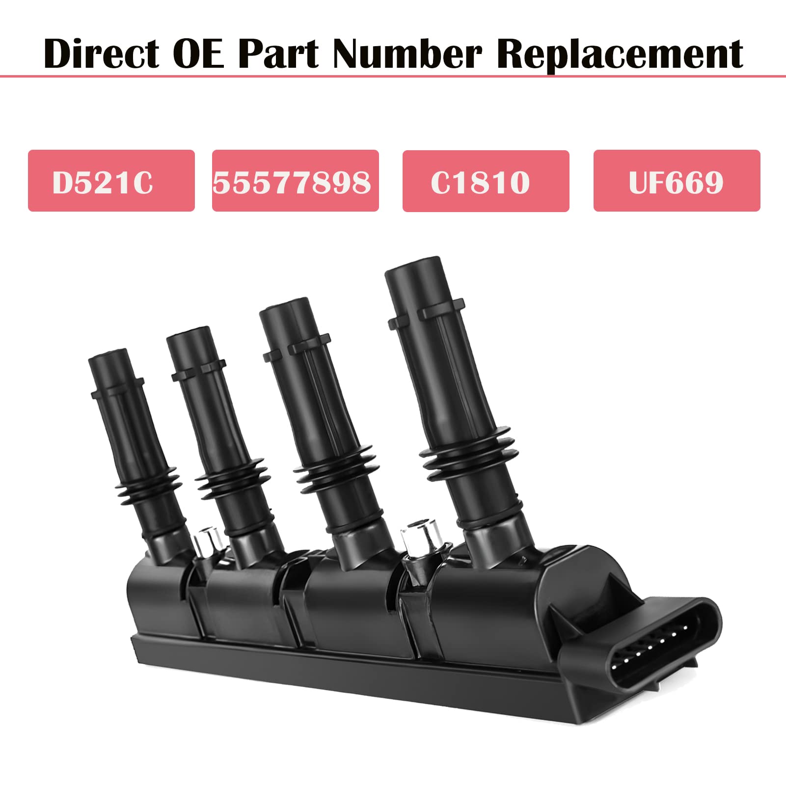 Ignition Coil Pack Fits For L4 1.4L Chevy Cruze Sonic Trax Volt Buick Encore Cadillac Elr 2011 2012 2013 2014 2015 2016 2017 2018 Coil Replaces# D521C Uf669 55577898
