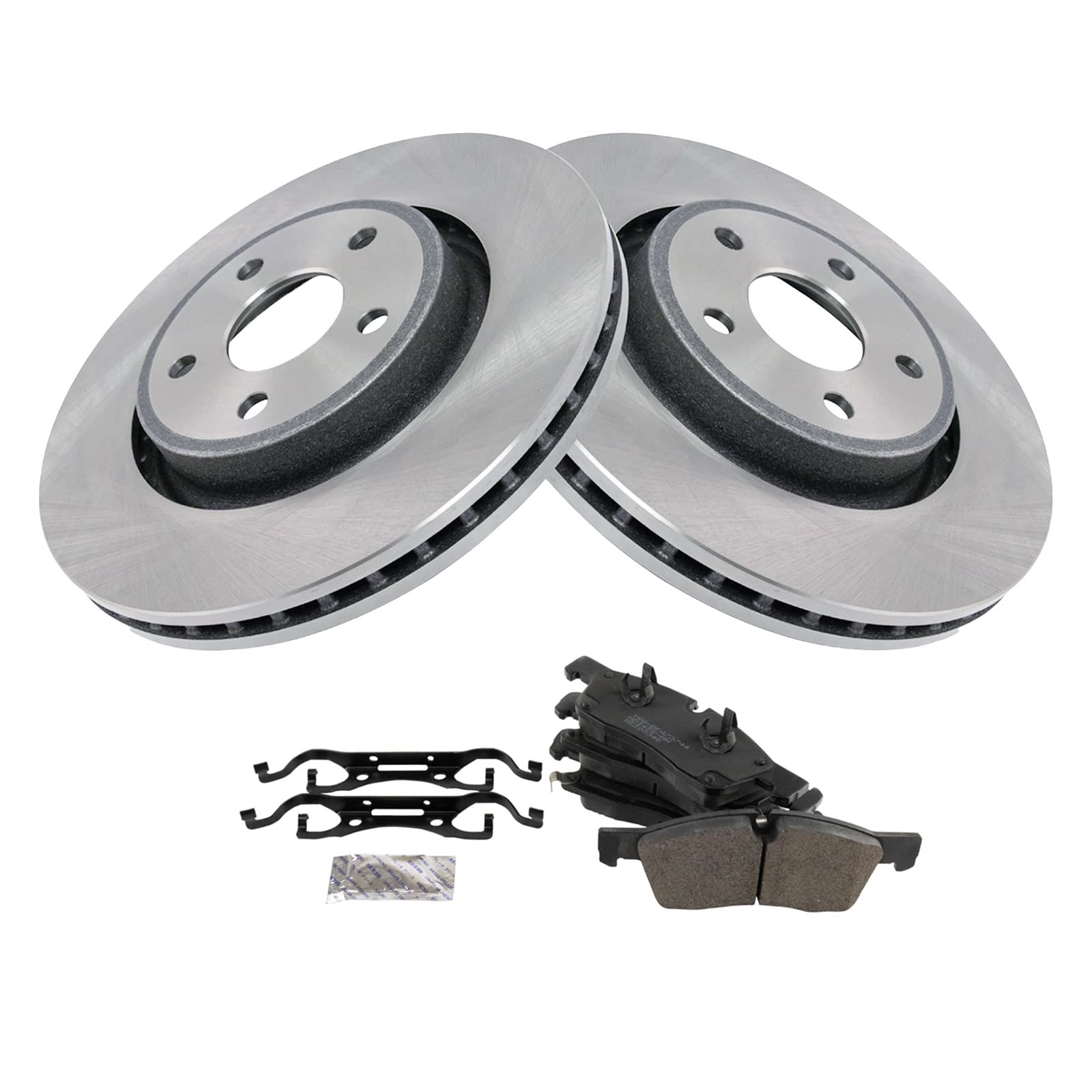 Trq Brake Pad & Rotor Kit Semi-Metallic Front Compatible With 2011-2016 Dodge Durango Jeep Grand Cherokee