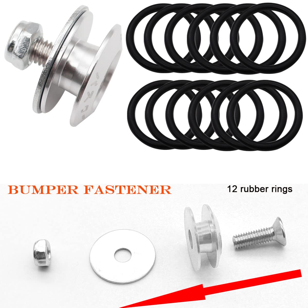 Taiss Bumper Quick Release (Silver), Front And Rear Bumper Tight Plate Fixing Kits, Supporting Reinforcing Washers And Screws, Compatible With Gm Bumper Engine Hatch Kit.