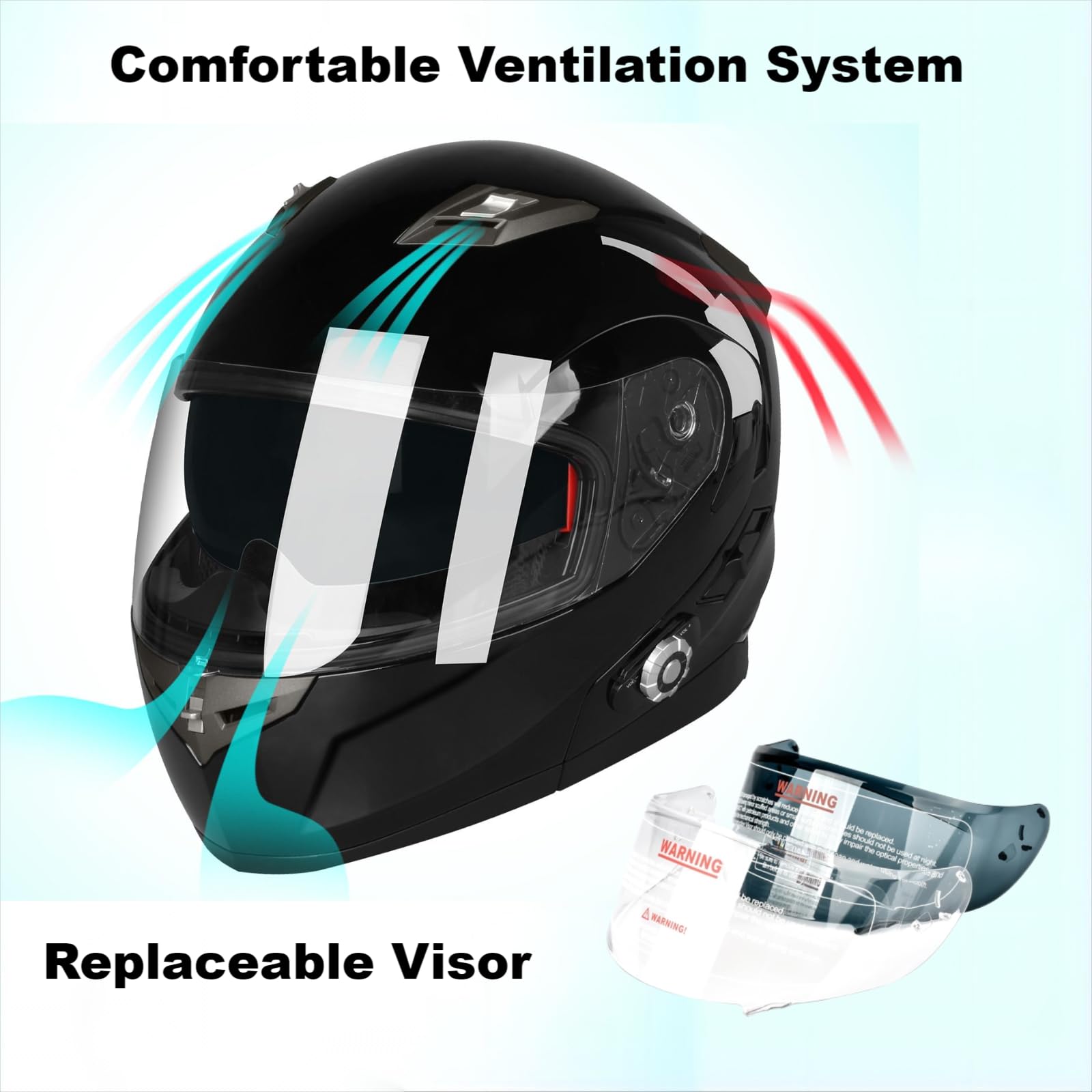 Freedconn Bm2-S Bluetooth Motorcycle Helmet, Flip-Up Modular Motorbike Helmet, 500M Connectivity For 2-3 Riders, Voice Dial, Han