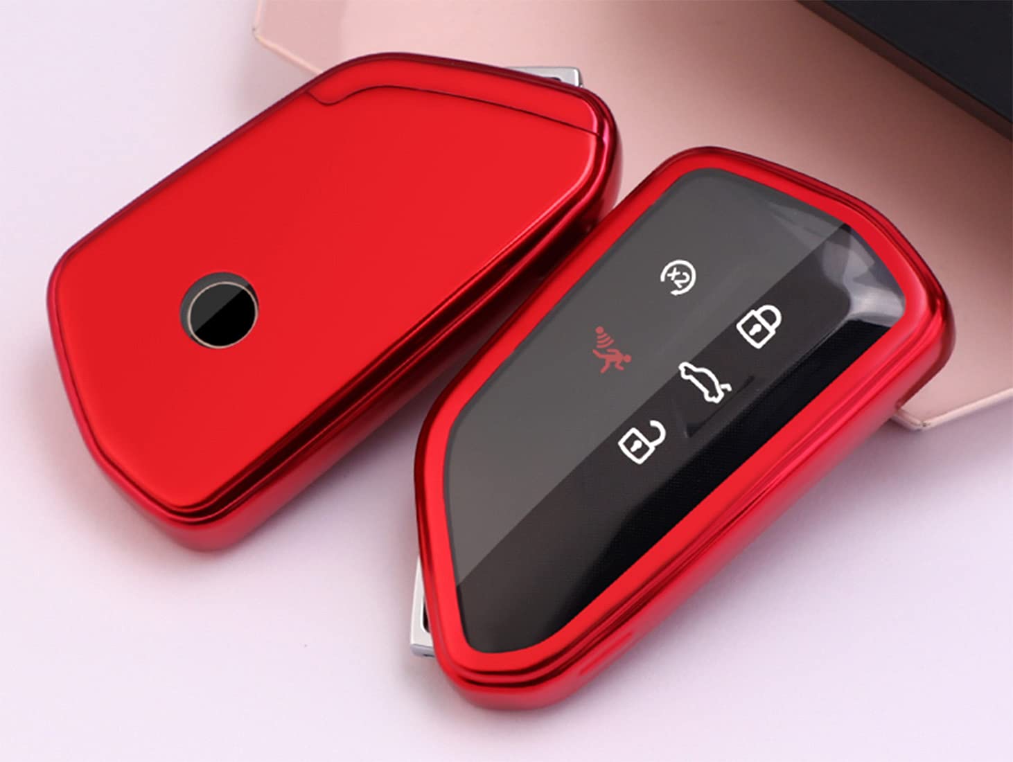 Key Fob Cover Fit For Volkswagen Vw Mk8 Golf/Gti Skoda Octavia Soft Tpu Remote Holder Skin Protector Jacket Keyless Entry Sleeve Accessories (Red)