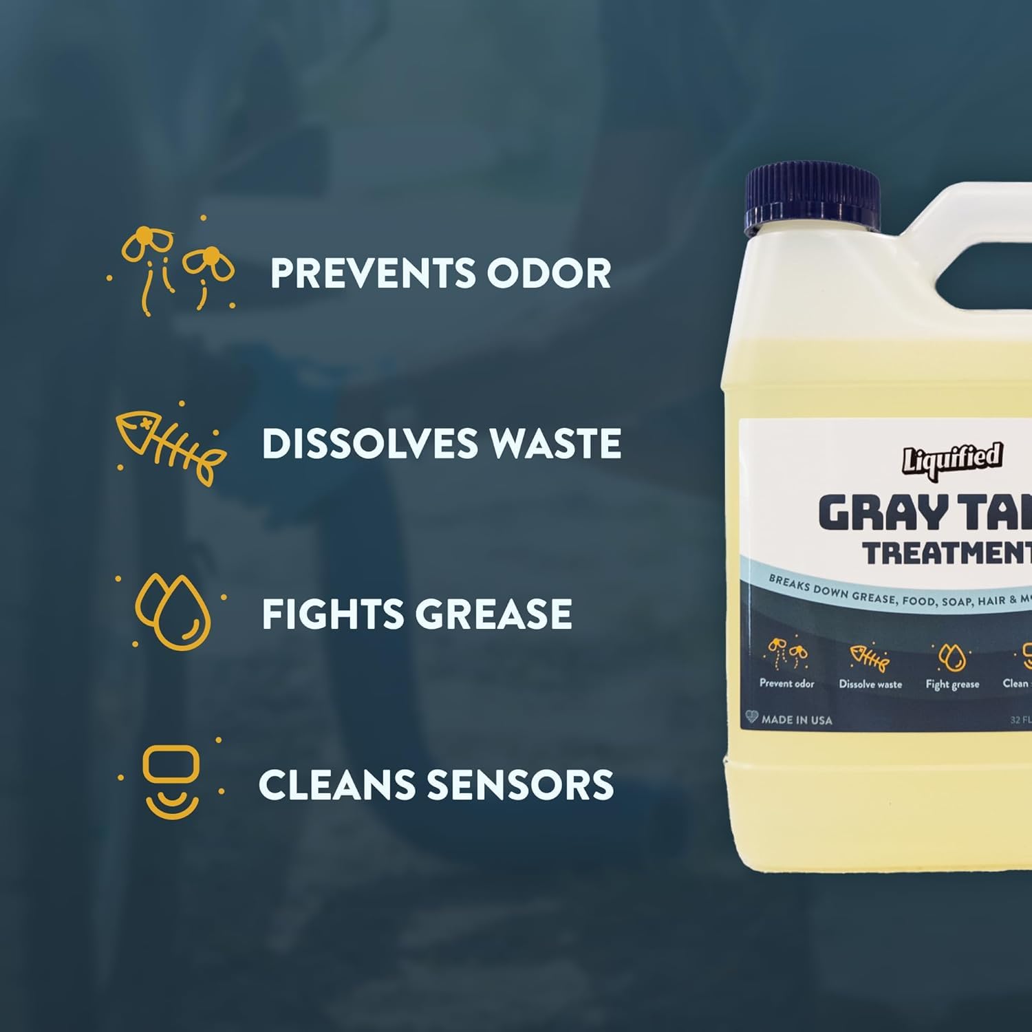 Liquified RV Toilet Treatment - 16 Fl Oz Gray Holding Tank Digester & Odor Eliminator - Lemon Scent - Matts RV Reviews