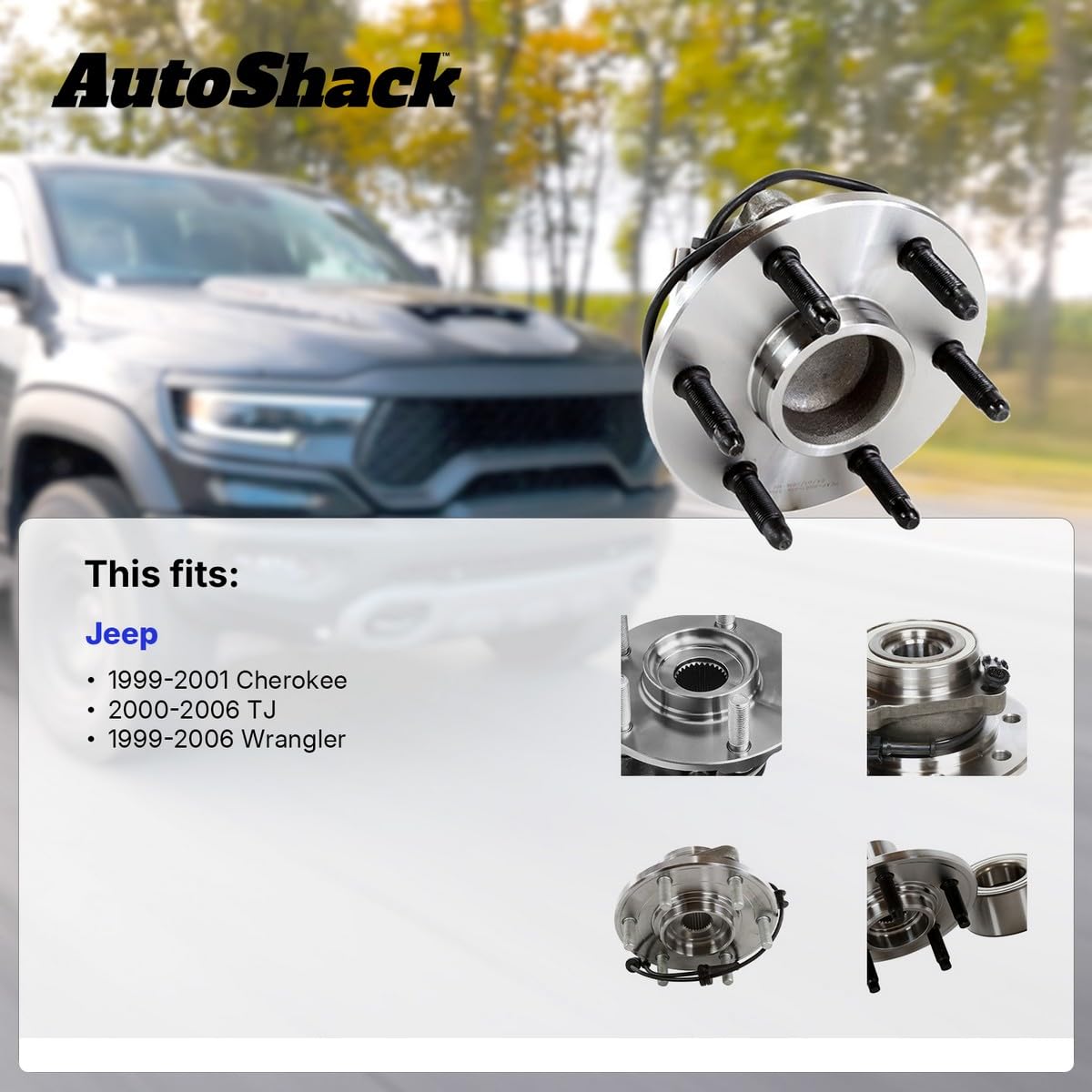 Autoshack Front Wheel Hub Bearing Pair Of 2 Driver And Passenger Side Replacement For 1999-2001 Jeep Cherokee 1999-2003 2004 2005 2006 Wrangler 2000-2006 Tj 2.4L 2.5L 4.0L 4Wd Rwd 5-Lug Hb613160Pr