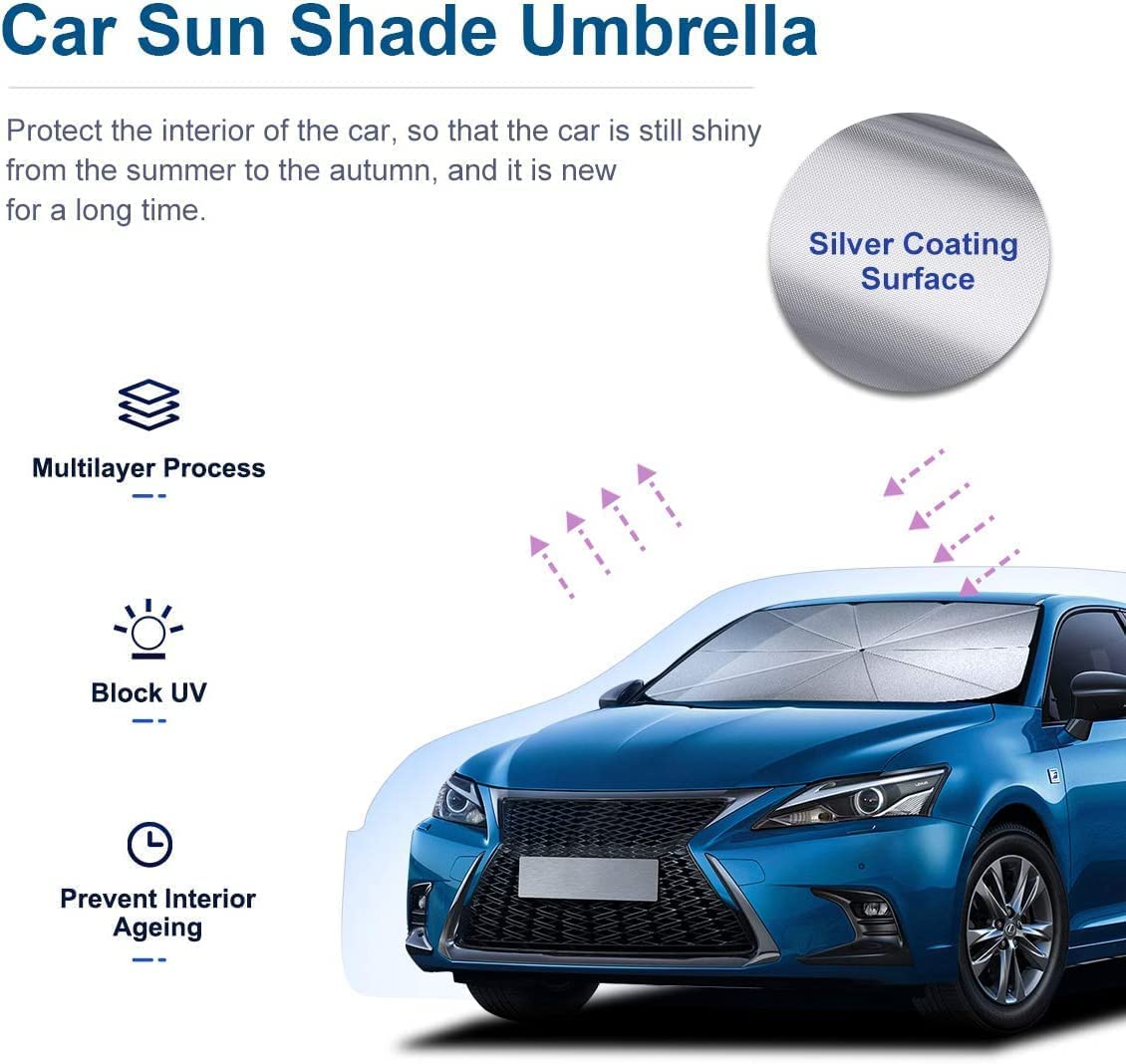 Helloleiboo Car Windshield Sun Shade Uv Rays And Heat Sun Visor Protector Foldable Reflector Umbrella Brella Shield