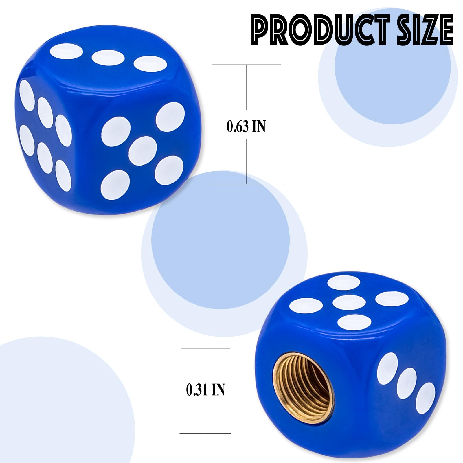 MEAJOO 4PCS Dice Tire Valve Stem Caps, Waterproof Airtight Car Wheel Tire Air Caps Universal Tire Valve Stem Covers for Cars, SU