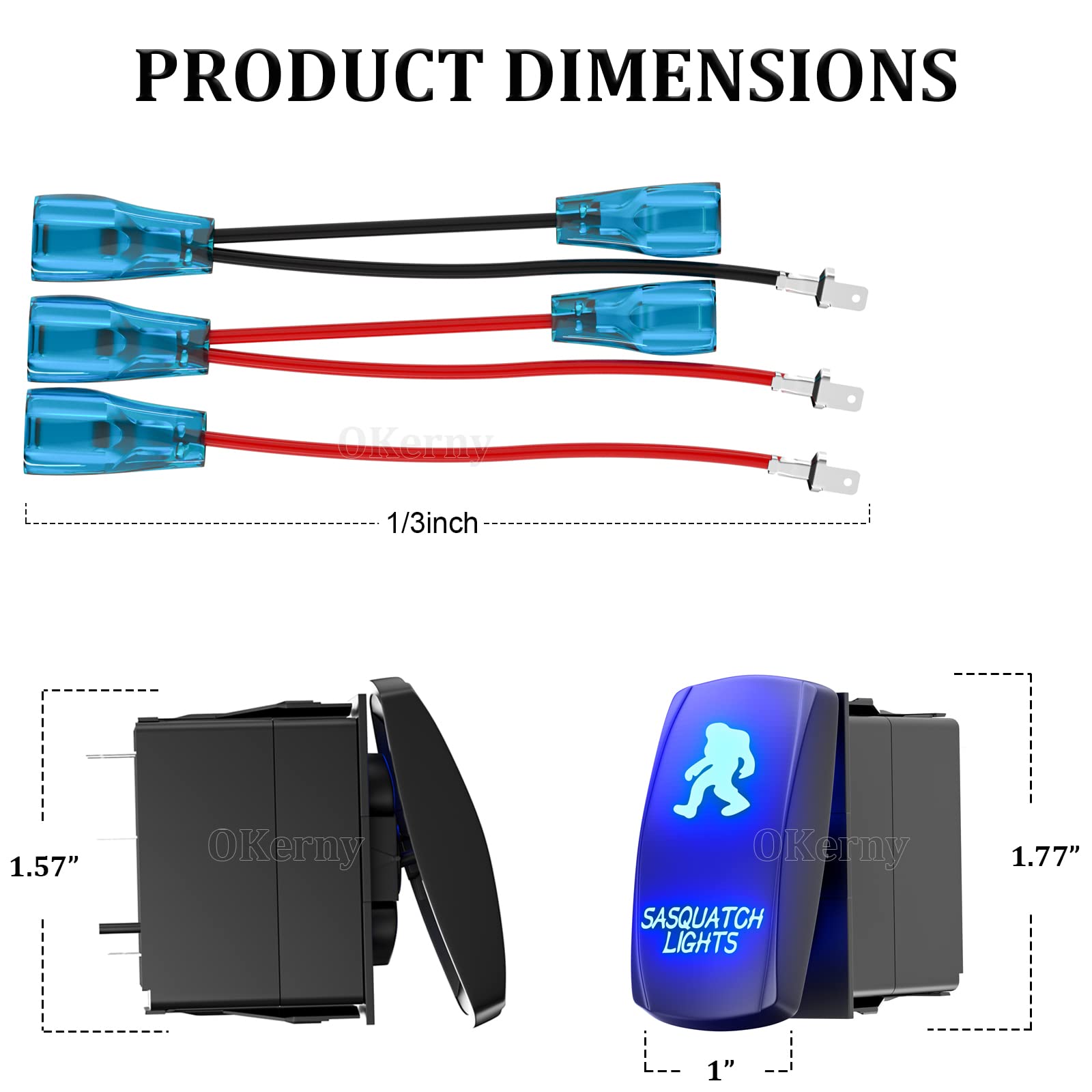 Okerny Rocker Switch Sasquatch Lights,Laser Etched Toggle Switch ON/Off SPST 5Pin 12V 24V Switch Jumper Wires for Cars Trucks Ca