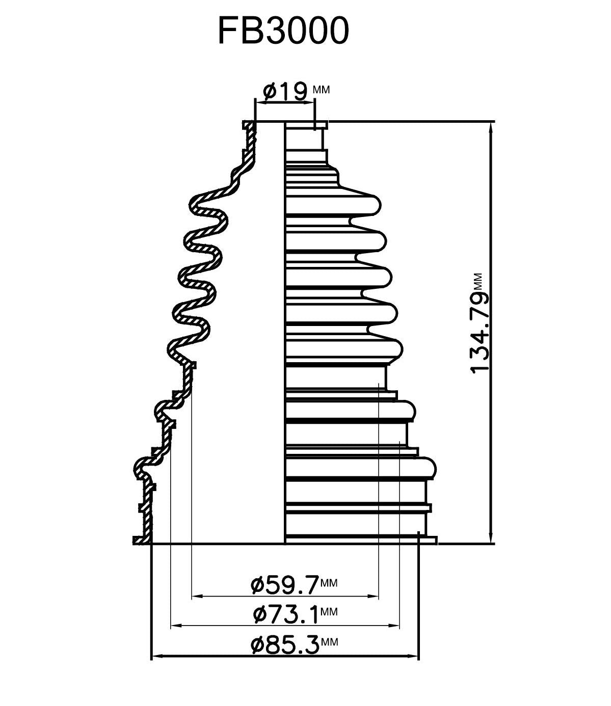 Flexx Boot Fb3000 Small Shaft Universal Cv Boot