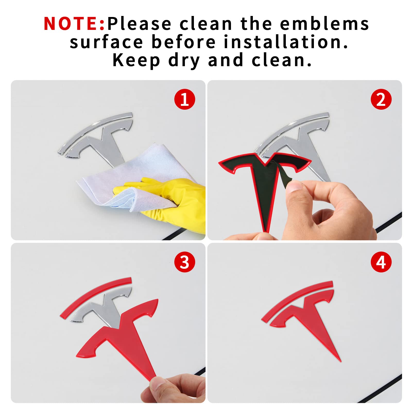 Nanaholy Model Y Accessories For Tesla 2024 2023 2022 2021 2020 Emblem Sticker 2Pcs/Set Logo Decal (Red)