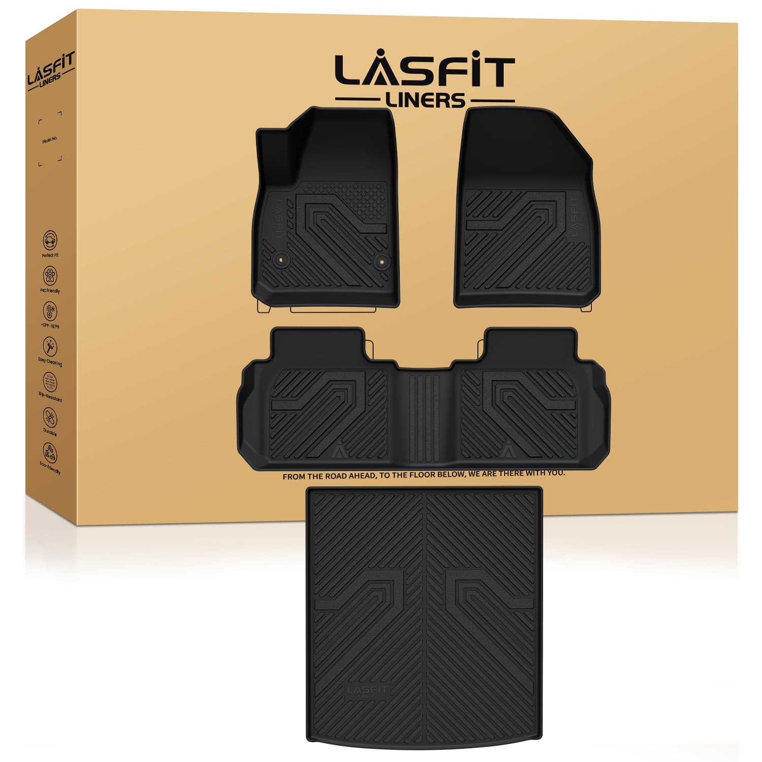 Lasfit Floor Mats & Cargo Liner For Chevrolet Chevy Blazer 2019-2021 (Gas Only), All Weather Tpe Custom Fit Floor Mats For Cars